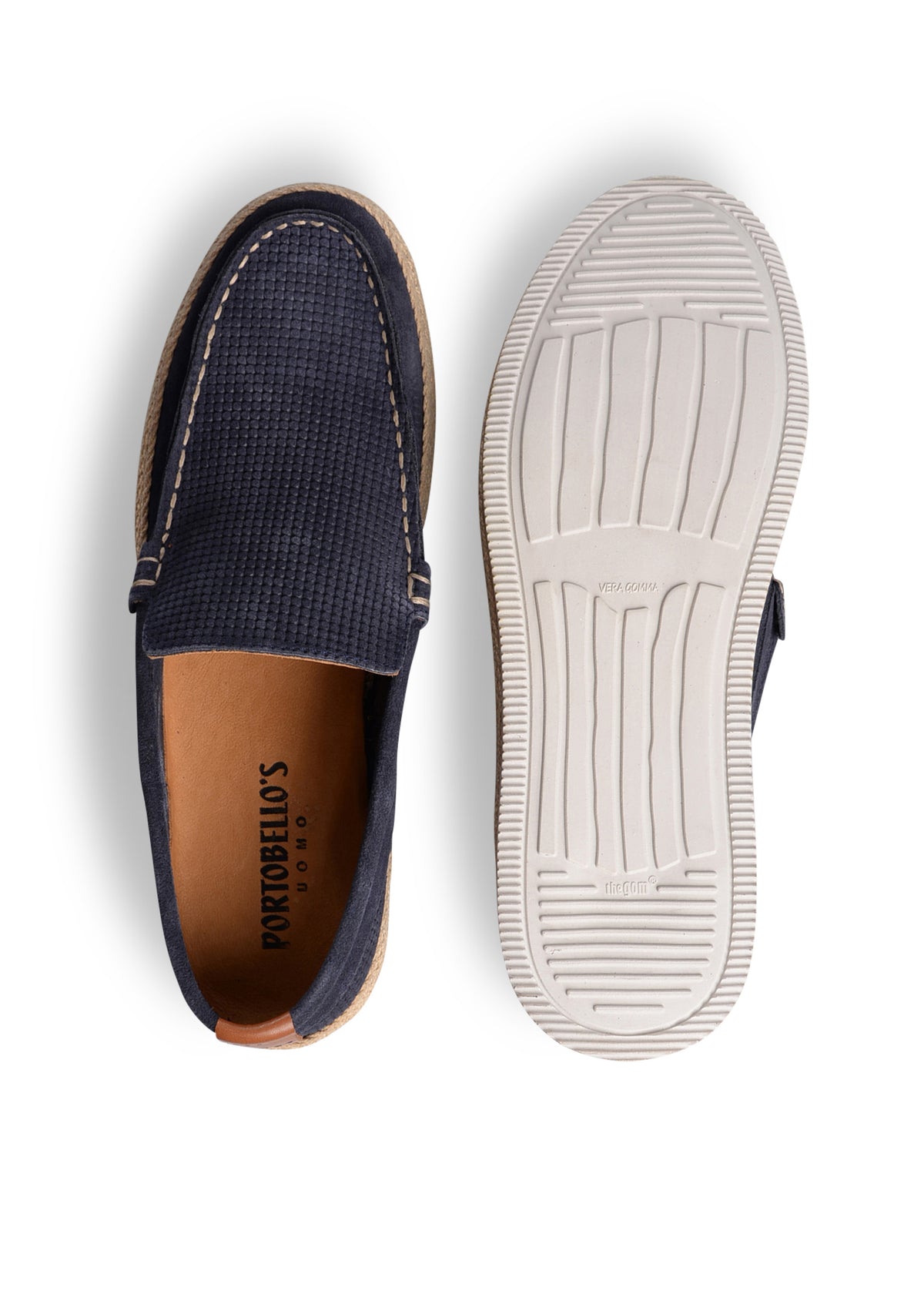 ΑΝΔΡΙΚΕΣ ΔΕΡΜΑΤΙΝΕΣ SUEDE ΕΣΠΑΝΤΡΙΓΙΕΣ PORTOBELLO'S ΣΕ ΜΠΛΕ ΧΡΩΜΑ ΜΕ ΜΙΚΡΟΣΧΕΔΙΟ