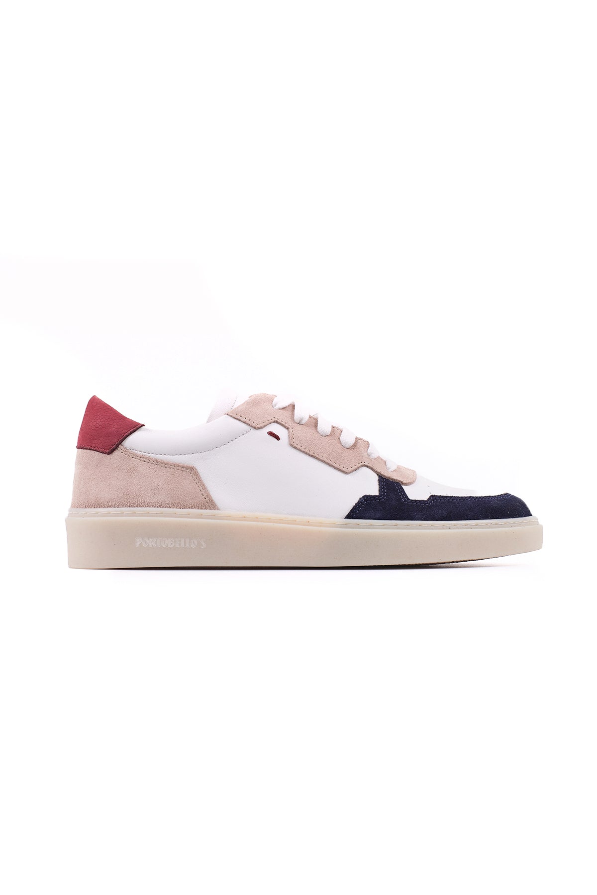 ΑΝΔΡΙΚΑ ΔΕΡΜΑΤΙΝΑ SNEAKERS PORTOBELLO'S ΣΕ ΛΕΥΚΟ ΧΡΩΜΑ ΚΑΙ ΧΡΩΜΑΤΙΣΤΕΣ ΛΕΠΤΟΜΕΡΙΕΣ