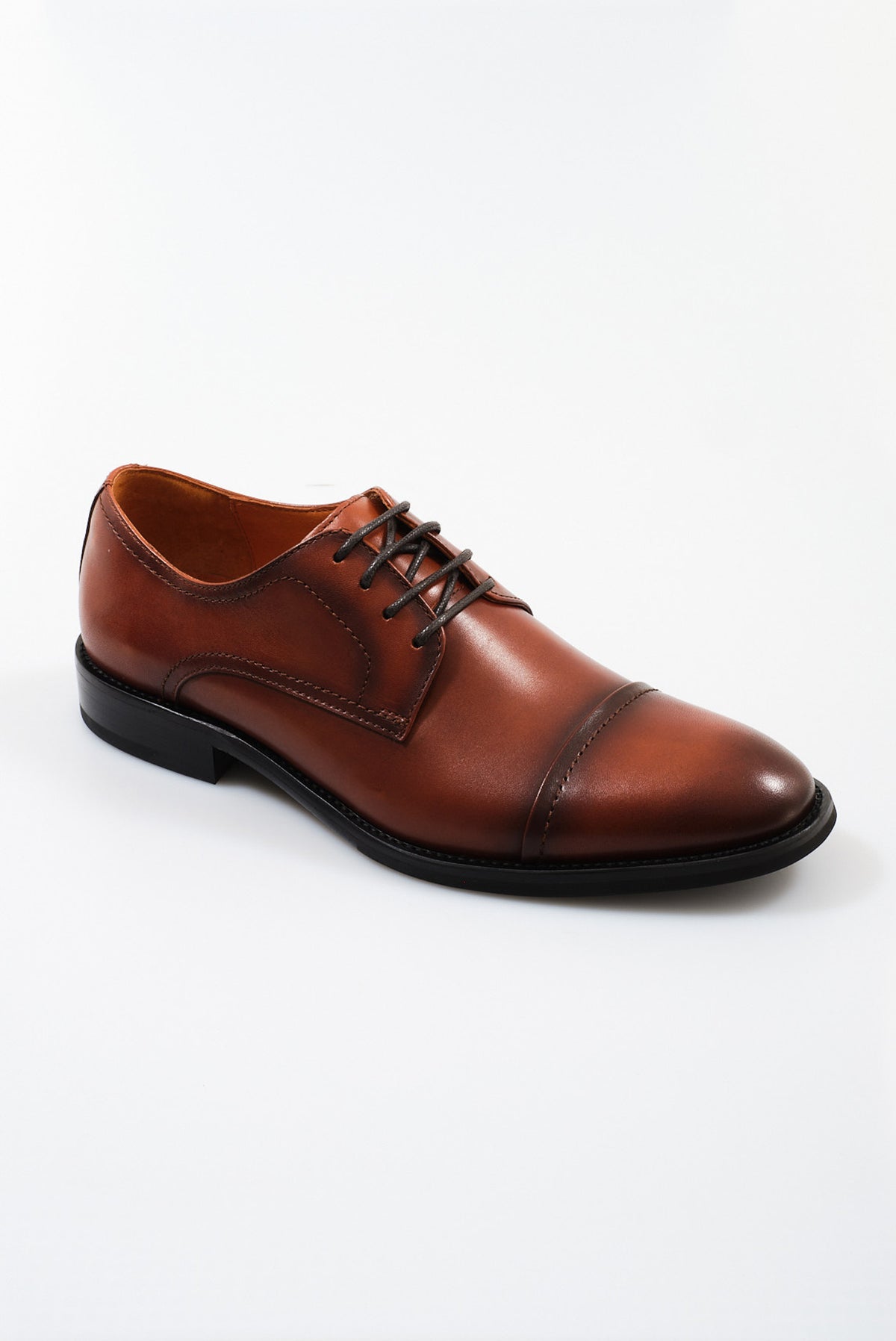 ΑΝΔΡΙΚΑ ΔΕΡΜΑΤΙΝΑ ΥΠΟΔΗΜΑΤΑ DERBY CAP TOE ΣΕ ΤΑΜΠΑ ΧΡΩΜΑ
