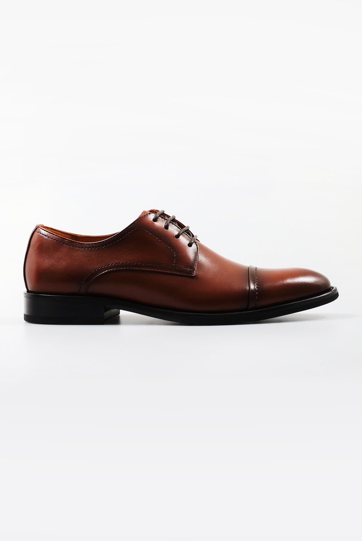 ΑΝΔΡΙΚΑ ΔΕΡΜΑΤΙΝΑ ΥΠΟΔΗΜΑΤΑ DERBY CAP TOE ΣΕ ΤΑΜΠΑ ΧΡΩΜΑ