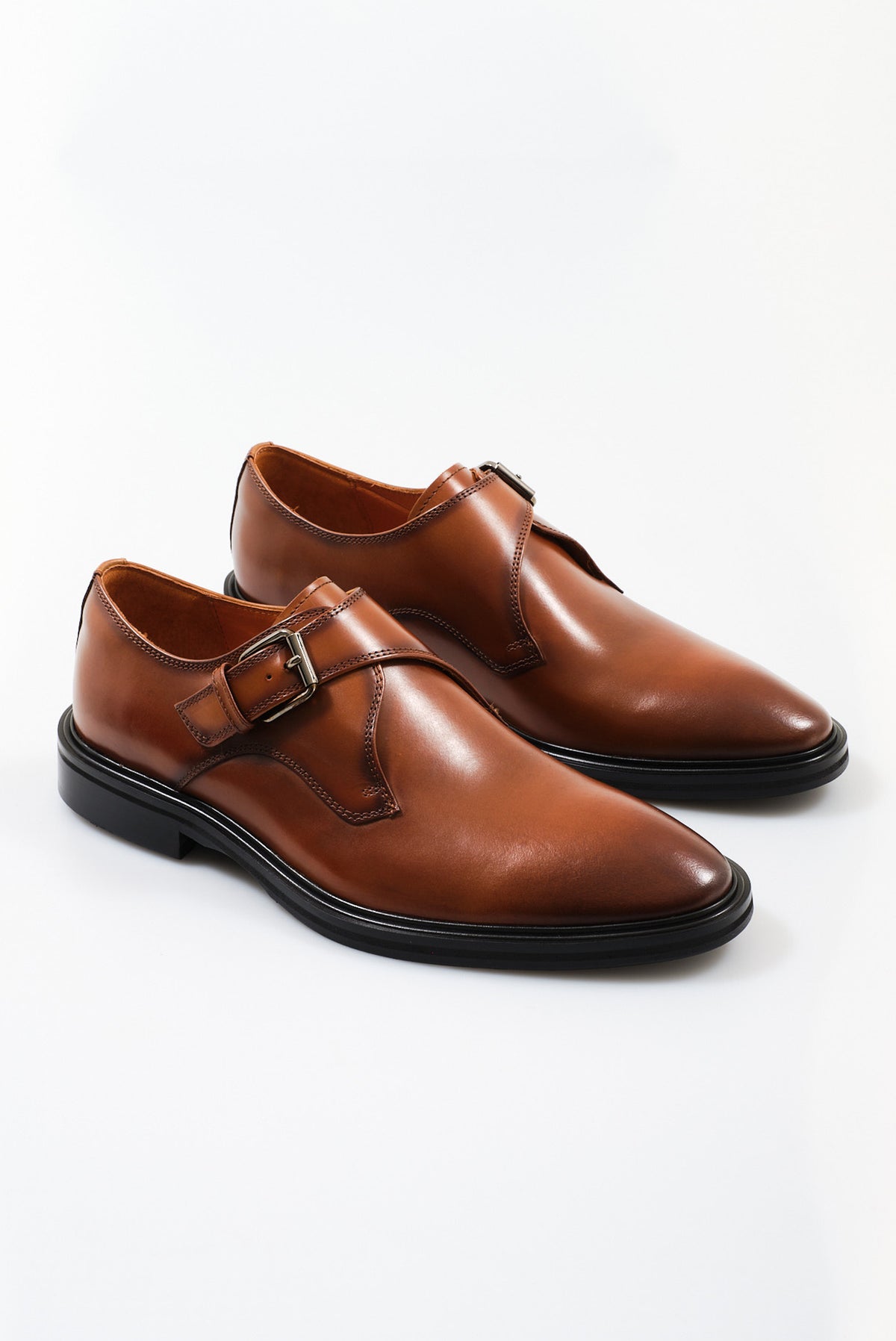 ΑΝΔΡΙΚΑ ΔΕΡΜΑΤΙΝΑ ΥΠΟΔΗΜΑΤΑ PORTOBELLO'S SINGLE MONK STRAPS ΣΕ ΤΑΜΠΑ ΧΡΩΜΑ