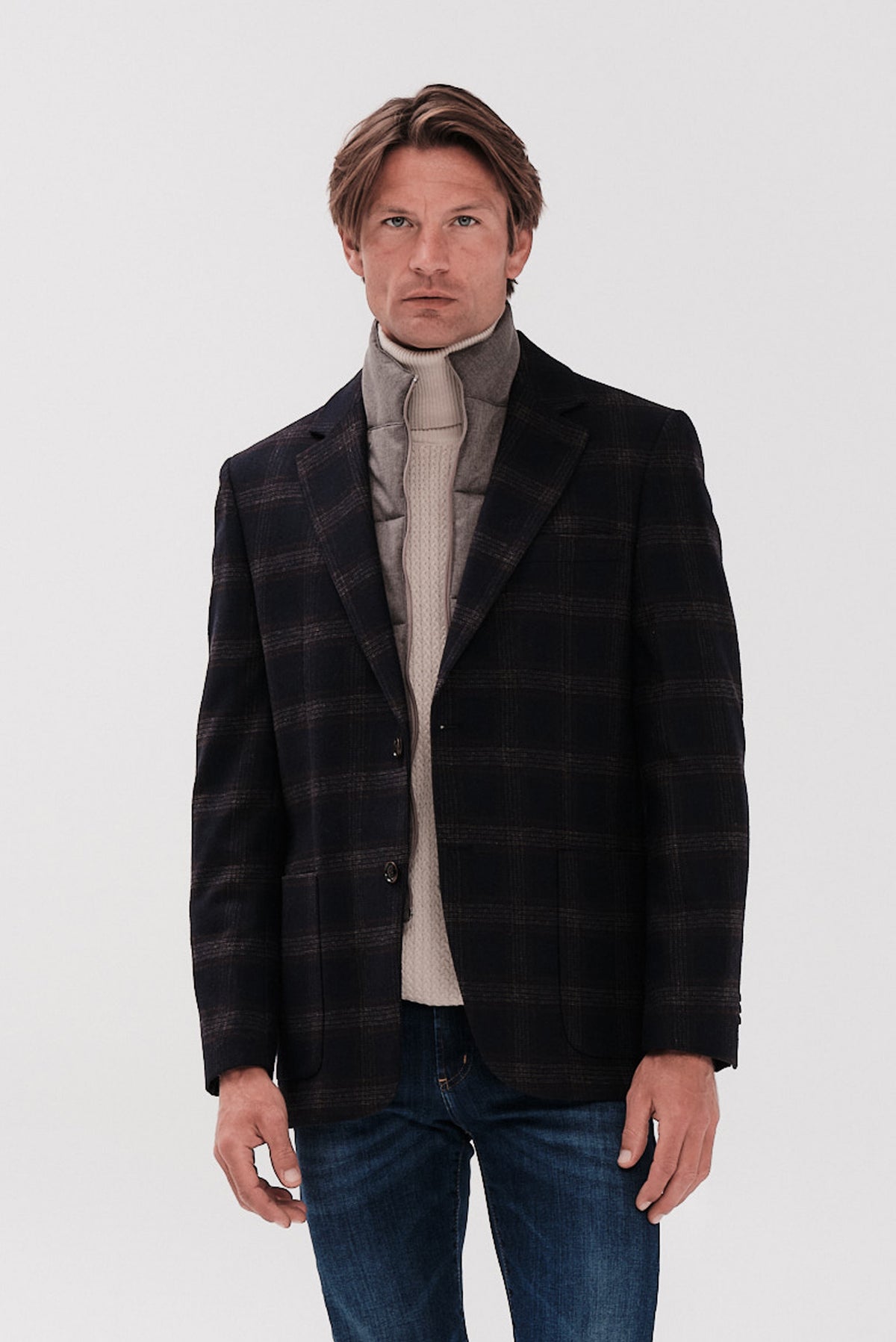 ΑΝΔΡΙΚΟ ΜΠΛΕ WINDOWPANE ΣΑΚΑΚΙ PORTOBELLO'S REGULAR FIT