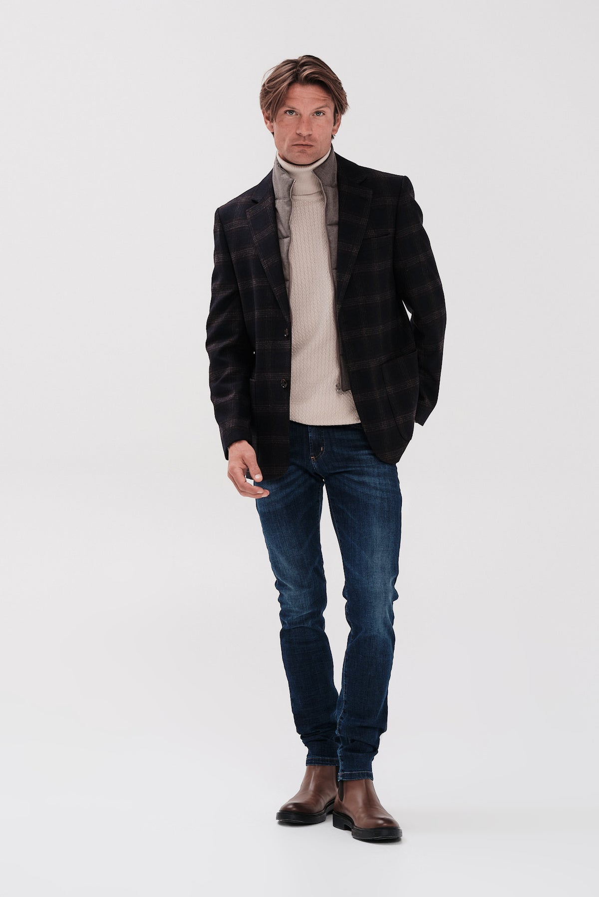 ΑΝΔΡΙΚΟ ΜΠΛΕ WINDOWPANE ΣΑΚΑΚΙ PORTOBELLO'S REGULAR FIT
