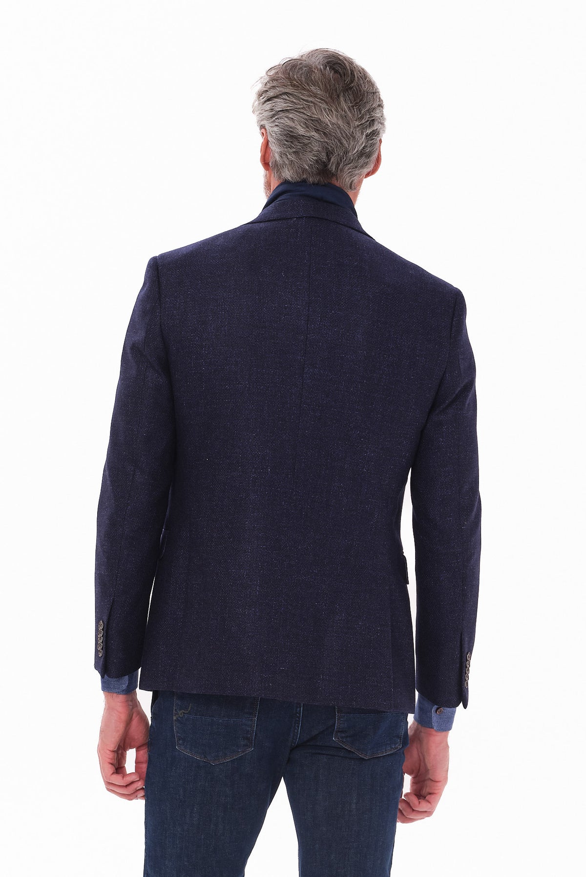 ΑΝΔΡΙΚΟ ΜΠΛΕ ΣΑΚΑΚΙ PORTOBELLO'S ΜΕ ΑΠΟΣΠΩΜΕΝΗ ΜΟΣΤΡΑ SLIM FIT