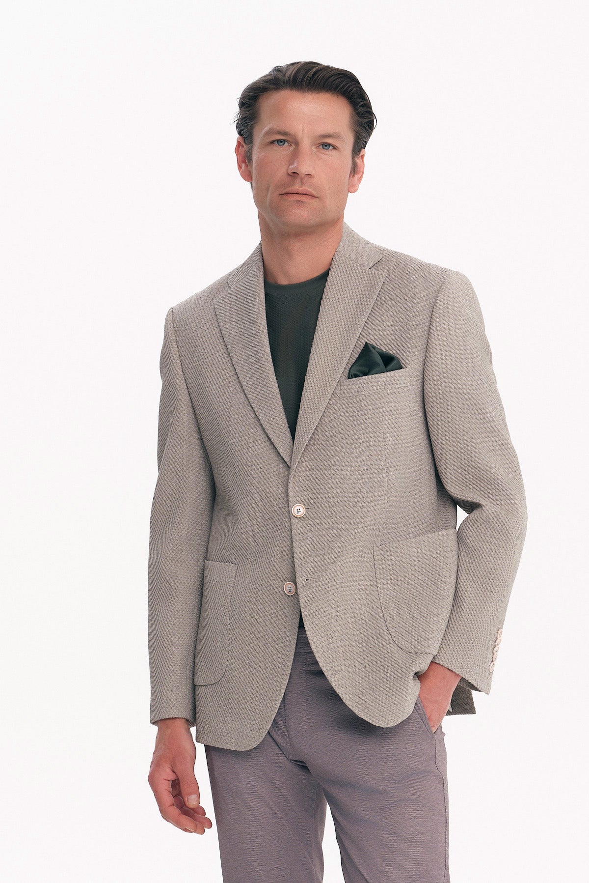 ΑΝΔΡΙΚΟ ΓΚΡΙ ΜΠΕΖ ΣΑΚΑΚΙ SLIM FIT PORTOBELLO'S ΣΕ ΥΦΑΣΜΑ MARZOTTO