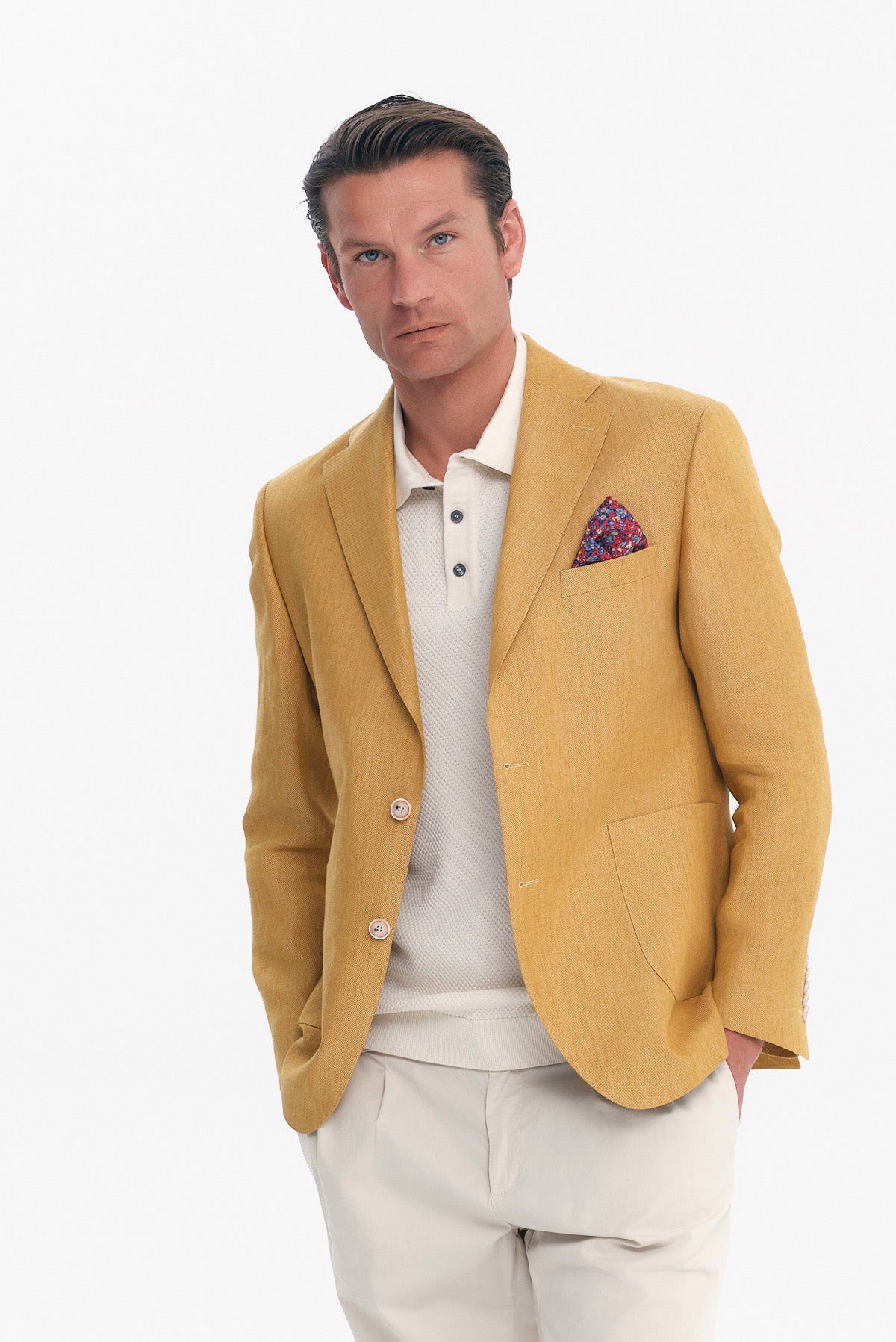 ΑΝΔΡΙΚΟ ΜΟΥΣΤΑΡΔΙ ΛΙΝΟ ΣΑΚΑΚΙ SLIM FIT PORTOBELLO'S ΣΕ ΥΦΑΣΜΑ ANGELICO