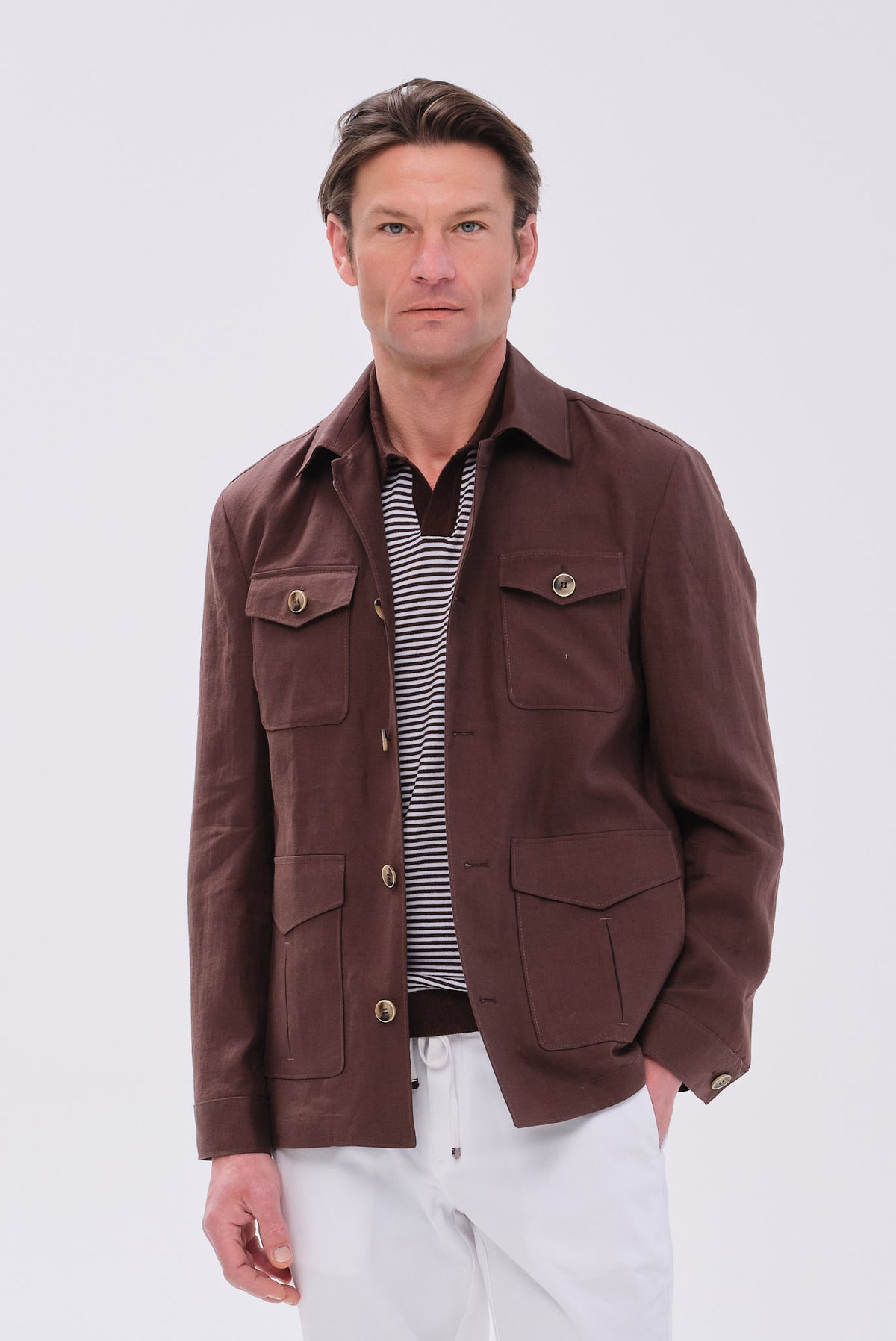 ΑΝΔΡΙΚΟ ΚΑΦΕ ΛΙΝΟ ΣΑΦΑΡΙ JACKET PORTOBELLO'S REGULAR FIT