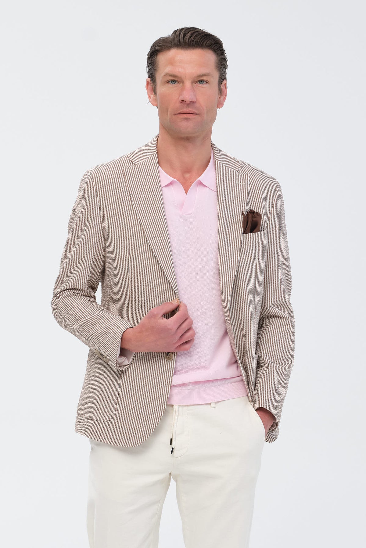 ΑΝΔΡΙΚΟ ΡΙΓΕ ΚΑΦΕ ΣΑΚΑΚΙ PORTOBELLO'S SLIM FIT ΣΕ ΥΦΑΣΜΑ LEOMASTER
