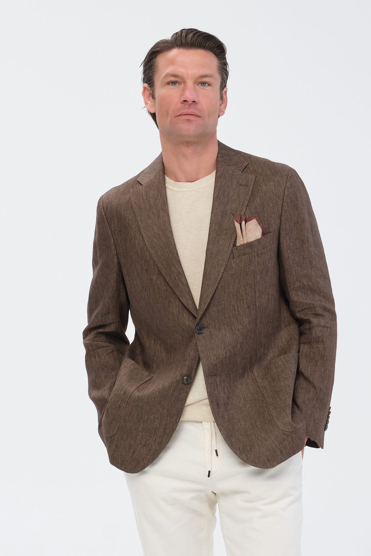 ΑΝΔΡΙΚΟ ΛΙΝΟ ΚΑΦΕ ΣΑΚΑΚΙ PORTOBELLO'S SLIM FIT ΣΕ ΥΦΑΣΜΑ LEOMASTER