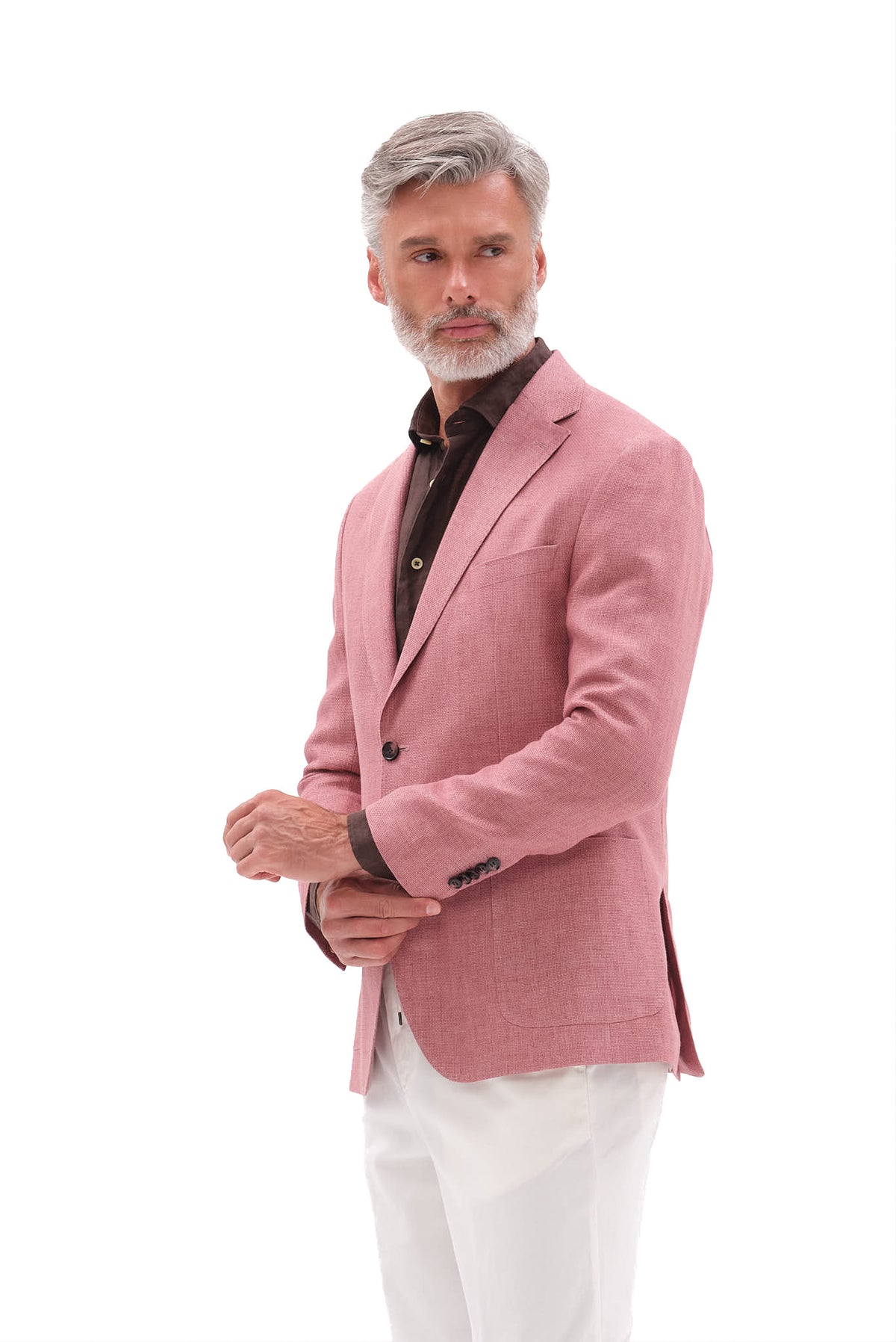 ΑΝΔΡΙΚΟ ΛΙΝΟ ΣΑΚΑΚΙ PORTOBELLO'S ΣΕ ΡΟΖ ΧΡΩΜΑ SLIM FIT