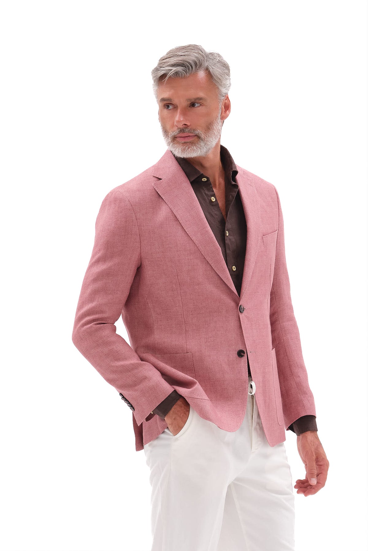 ΑΝΔΡΙΚΟ ΛΙΝΟ ΣΑΚΑΚΙ PORTOBELLO'S ΣΕ ΡΟΖ ΧΡΩΜΑ SLIM FIT