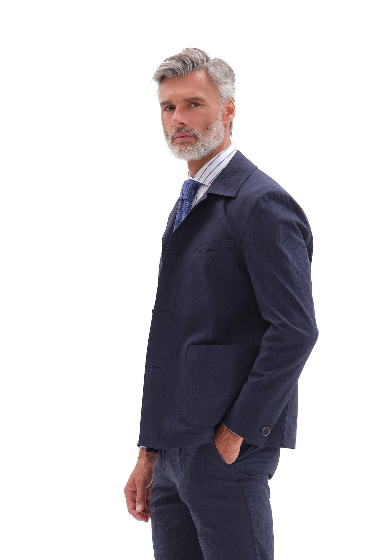 ΑΝΔΡΙΚΟ SEERSUCKER ΜΠΛΕ ΣΑΚΑΚΙ PORTOBELLO'S REGULAR FIT ΣΕ ΥΦΑΣΜΑ SONDRIO