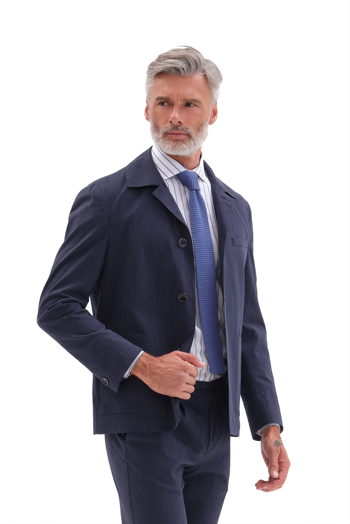 ΑΝΔΡΙΚΟ SEERSUCKER ΜΠΛΕ ΣΑΚΑΚΙ PORTOBELLO'S REGULAR FIT ΣΕ ΥΦΑΣΜΑ SONDRIO