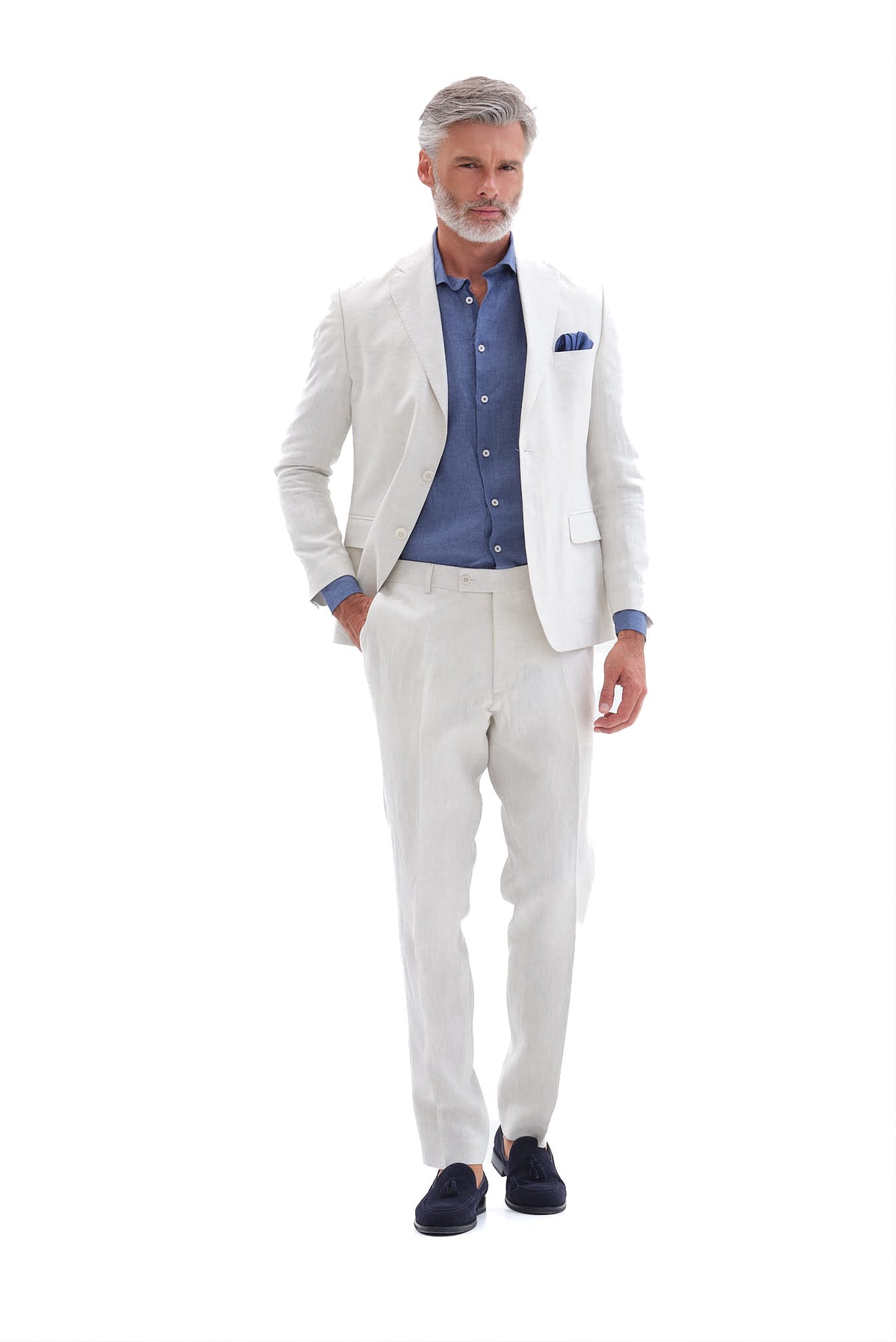ΑΝΔΡΙΚΟ ΛΙΝΟ ΚΟΣΤΟΥΜΙ PORTOBELLO'S SLIM FIT ΣΕ ΑΠΟΧΡΩΣΗ ΤΟΥ ΠΑΓΟΥ ΚΑΙ ΥΦΑΣΜΑ SONDRIO