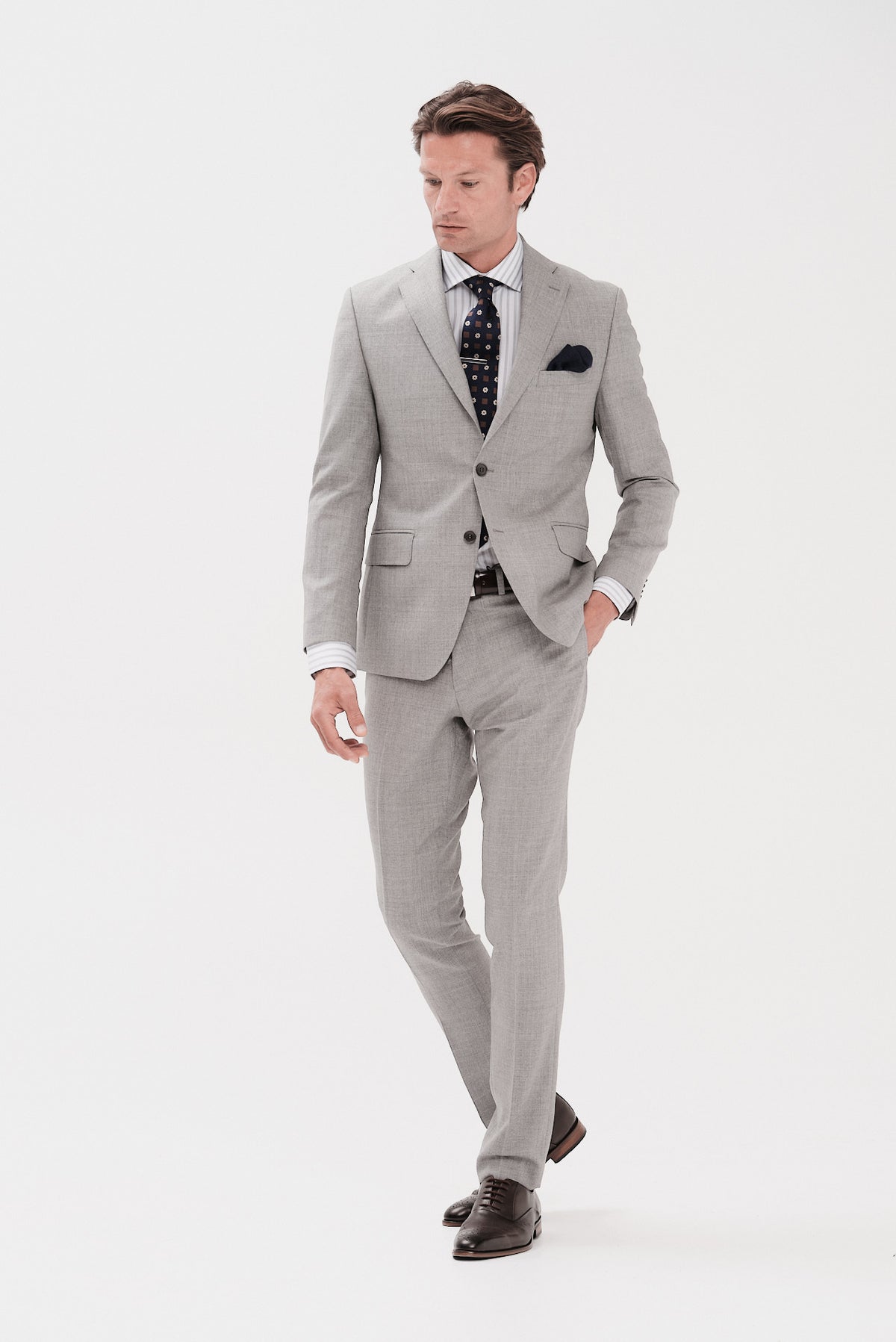ΑΝΔΡΙΚΟ ΓΚΡΙ ΑΝΟΙΧΤΟ ΜΑΛΛΙΝΟ VITALE BARBERIS CANONICO ΚΟΣΤΟΥΜΙ PORTOBELLO'S SLIM FIT