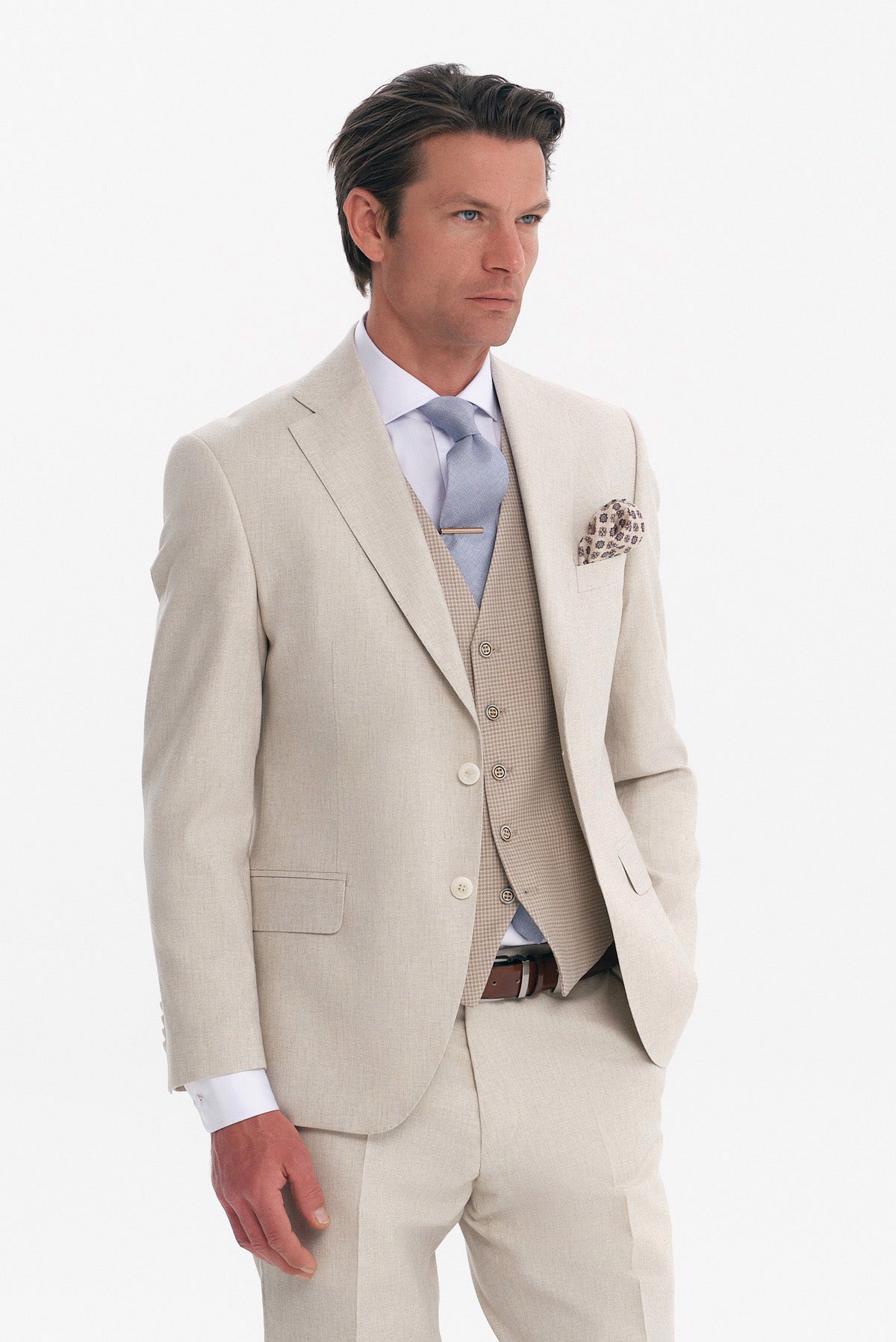 ΑΝΔΡΙΚΟ ΜΠΕΖ ΑΝΟΙΚΤΟ ΚΟΣΤΟΥΜΙ SLIM FIT PORTOBELLO'S ΣΕ ΥΦΑΣΜΑ GUABELLO