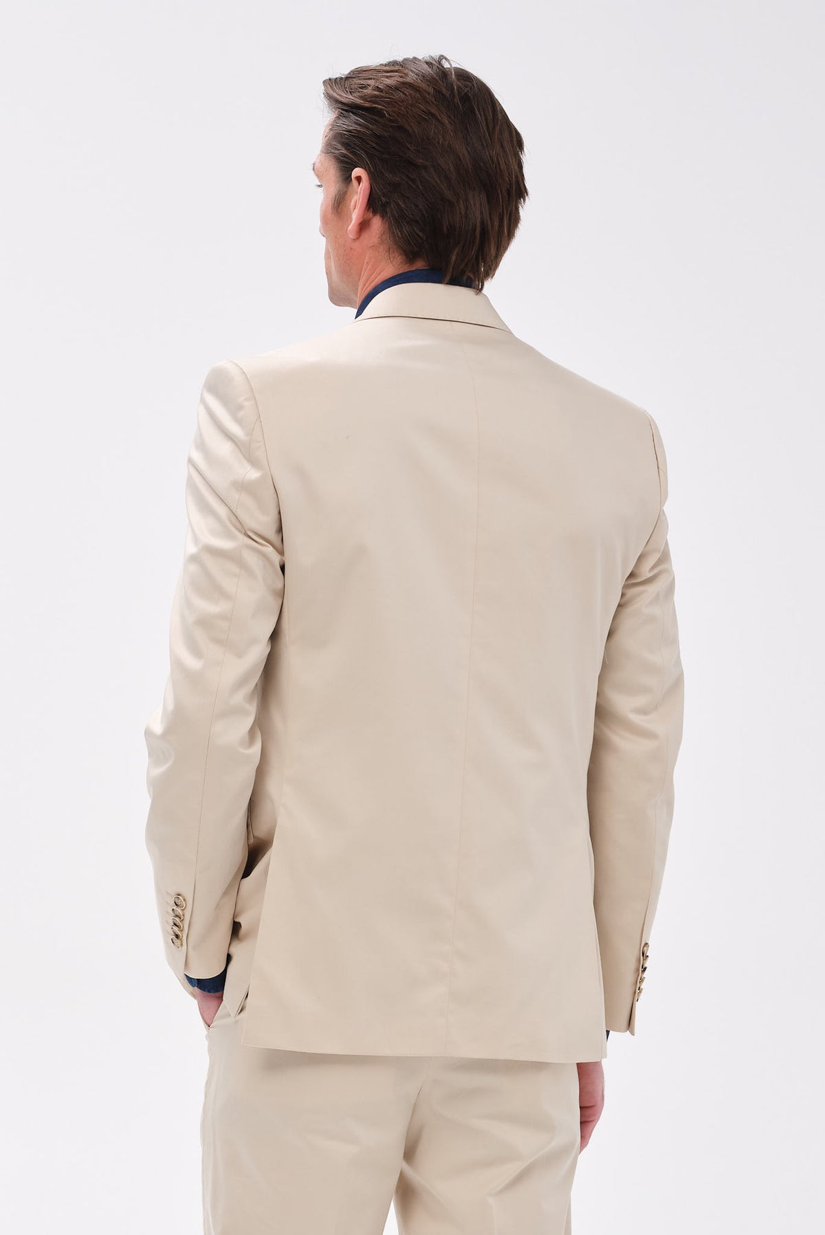 ΑΝΔΡΙΚΟ ΜΠΕΖ ΣΚΟΥΡΟ ΒΑΜΒΑΚΕΡΟ ΚΟΣΤΟΥΜΙ PORTOBELLO'S SLIM FIT ΣΕ ΥΦΑΣΜΑ SONDRIO