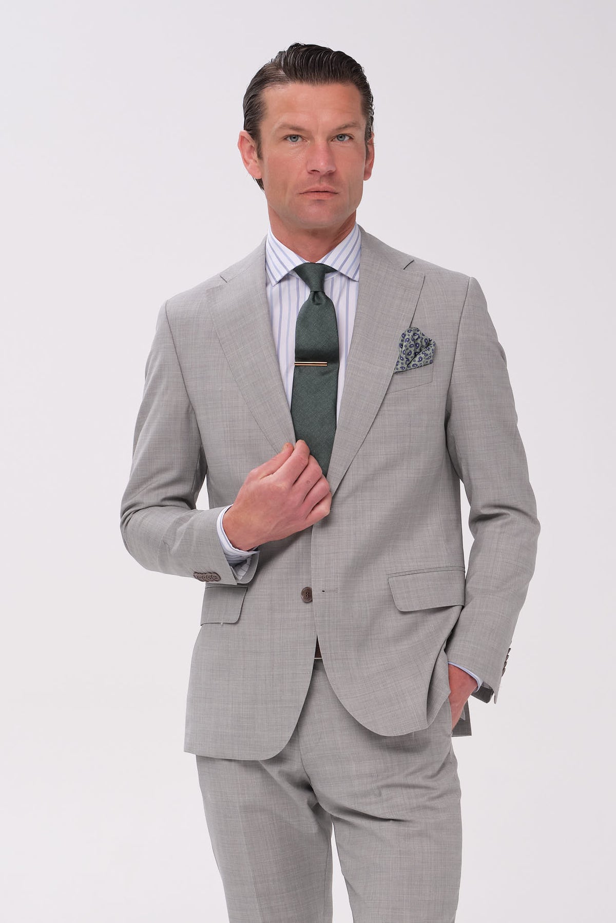 ΑΝΔΡΙΚΟ ΓΚΡΙ ΑΝΟΙΧTΟ ΜΑΛΛΙΝΟ ΚΟΣΤΟΥΜΙ PORTOBELLO'S SLIM FIT ΣΕ ΥΦΑΣΜΑ MARZOTTO