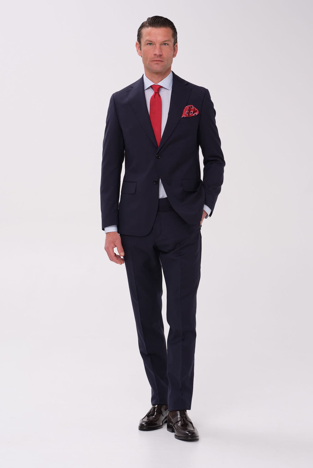 ΑΝΔΡΙΚΟ ΜΠΛΕ ΜΑΛΛΙΝΟ ΚΟΣΤΟΥΜΙ PORTOBELLO'S SLIM FIT ΣΕ ΥΦΑΣΜΑ MARZOTTO
