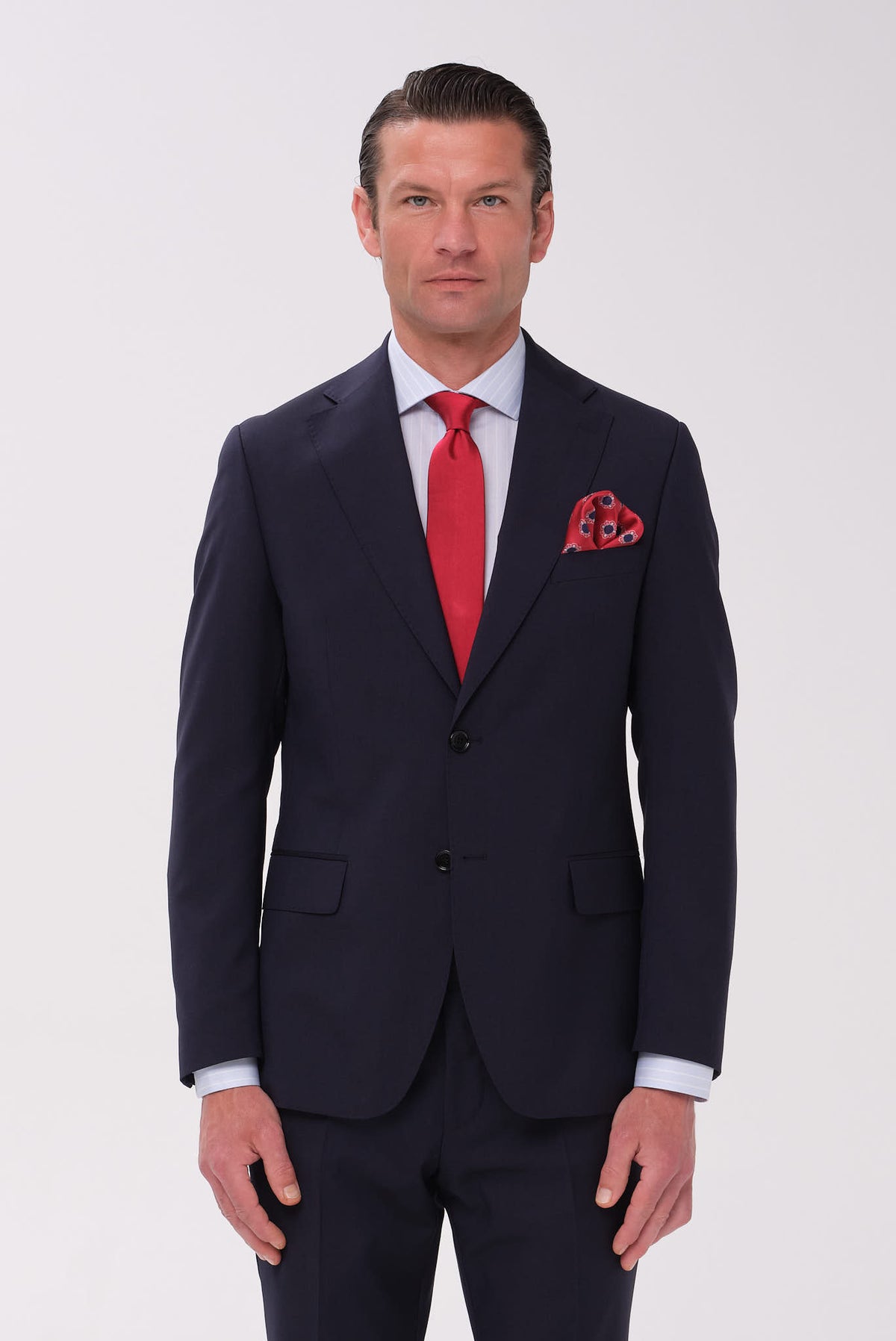 ΑΝΔΡΙΚΟ ΜΠΛΕ ΜΑΛΛΙΝΟ ΚΟΣΤΟΥΜΙ PORTOBELLO'S SLIM FIT ΣΕ ΥΦΑΣΜΑ MARZOTTO