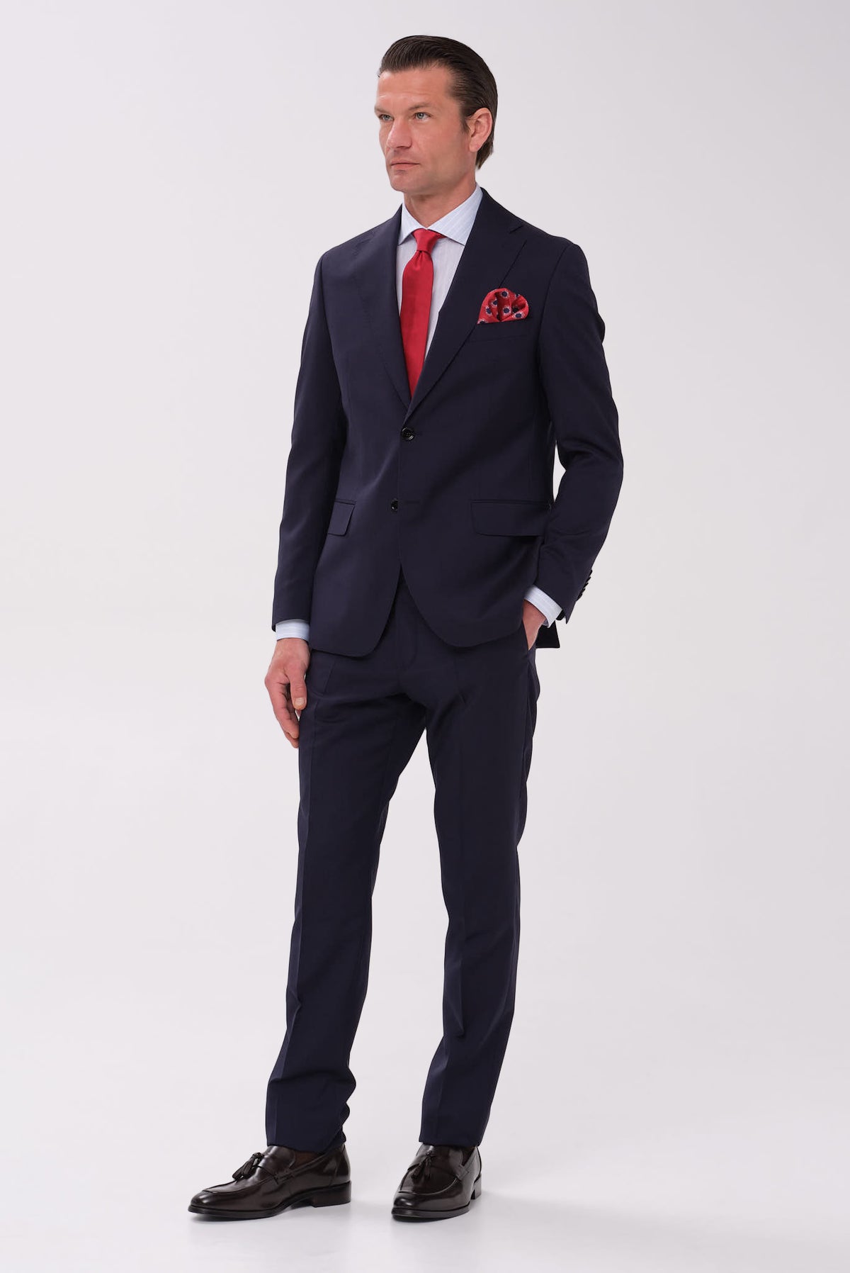 ΑΝΔΡΙΚΟ ΜΠΛΕ ΜΑΛΛΙΝΟ ΚΟΣΤΟΥΜΙ PORTOBELLO'S SLIM FIT ΣΕ ΥΦΑΣΜΑ MARZOTTO