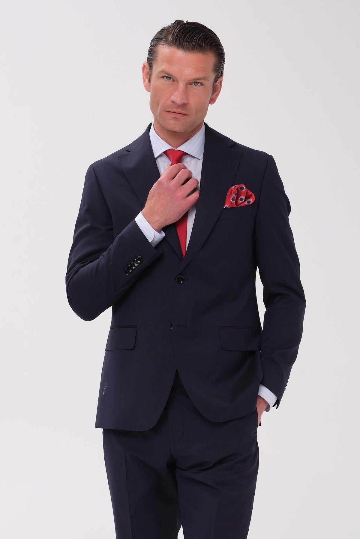 ΑΝΔΡΙΚΟ ΜΠΛΕ ΜΑΛΛΙΝΟ ΚΟΣΤΟΥΜΙ PORTOBELLO'S SLIM FIT ΣΕ ΥΦΑΣΜΑ MARZOTTO