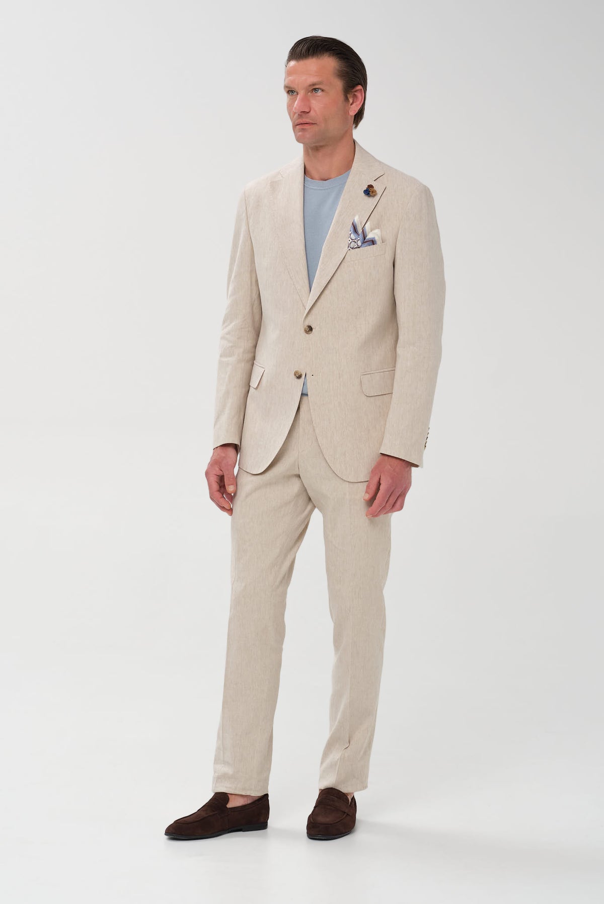 ΑΝΔΡΙΚΟ ΜΠΕΖ ΣΚΟΥΡΟ ΚΟΣΤΟΥΜΙ PORTOBELLO'S SLIM FIT ΣE ΥΦΑΣΜΑ LEOMASTER