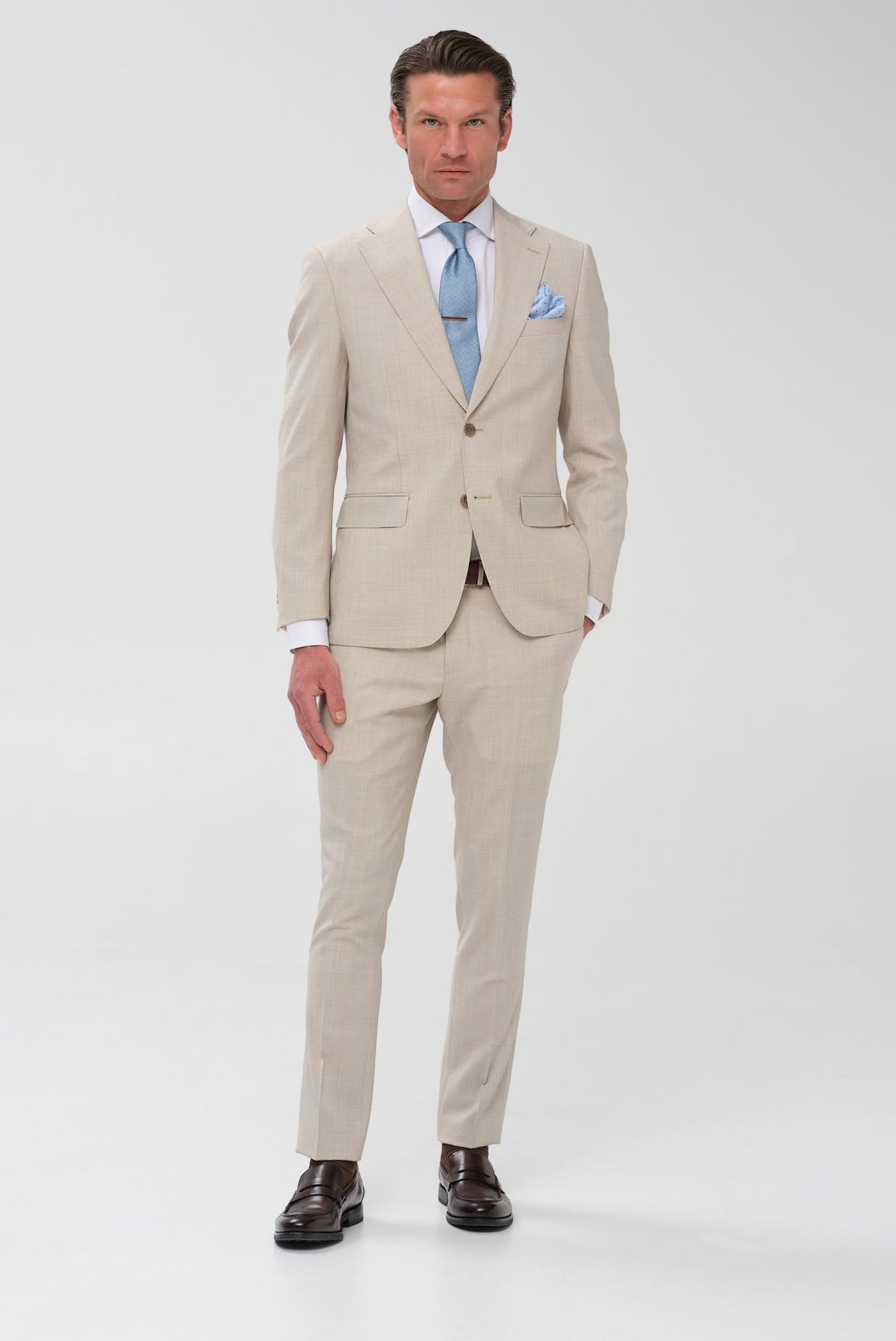 ΑΝΔΡΙΚΟ ΜΠΕΖ ΣΚΟΥΡΟ ΜΑΛΛΙΝΟ ΚΟΣΤΟΥΜΙ PORTOBELLO'S SLIM FIT SUPER 100