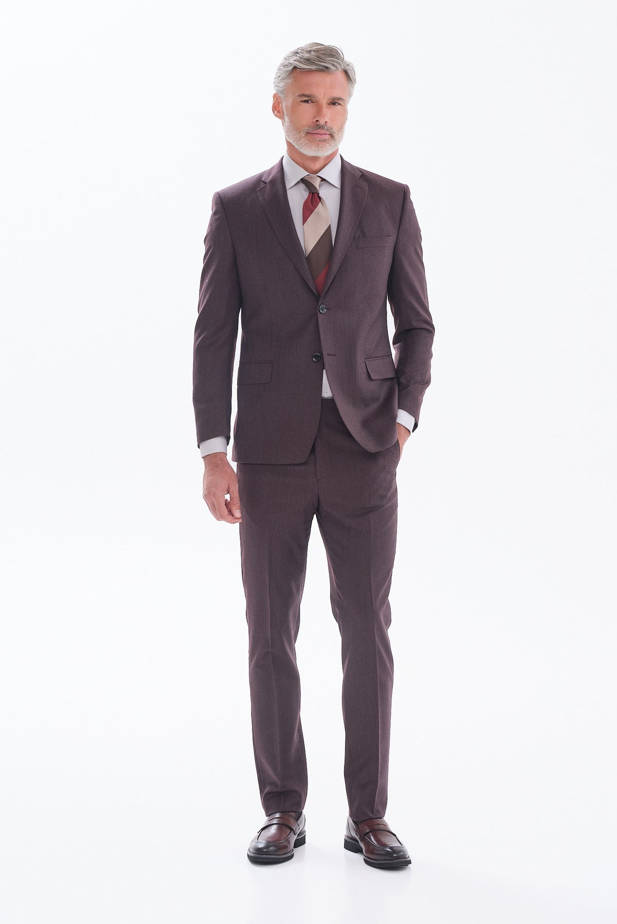 ΑΝΔΡΙΚΟ ΜΑΛΛΙΝΟ MARLANE ΚΟΣΤΟΥΜΙ PORTOBELLO'S SLIM FIT ΣΕ ΜΠΟΡΝΤΟ ΧΡΩΜΑ
