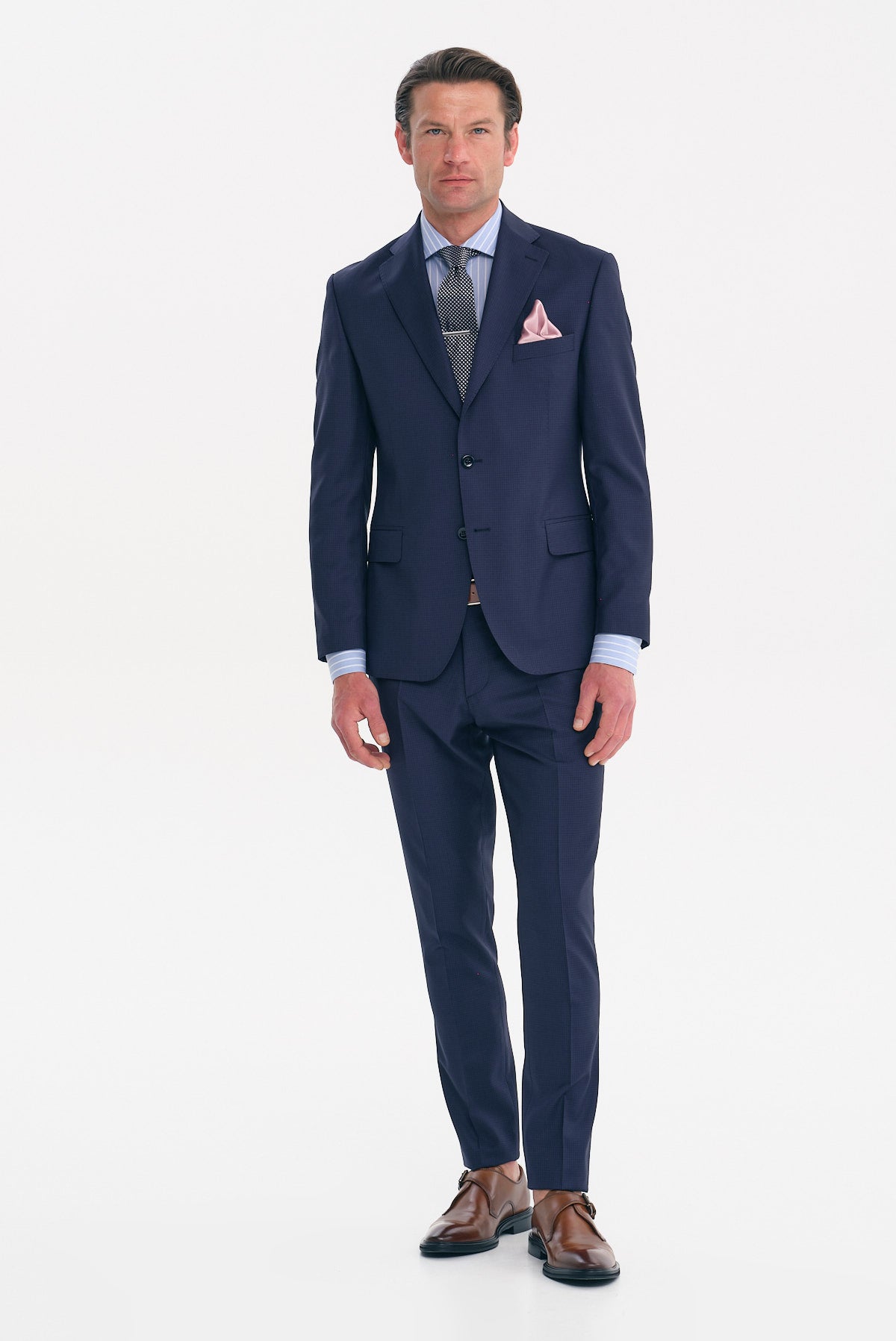 ΑΝΔΡΙΚΟ ΜΠΛΕ ΚΟΣΤΟΥΜΙ SLIM FIT PORTOBELLO'S ΣΕ ΥΦΑΣΜΑ REDA