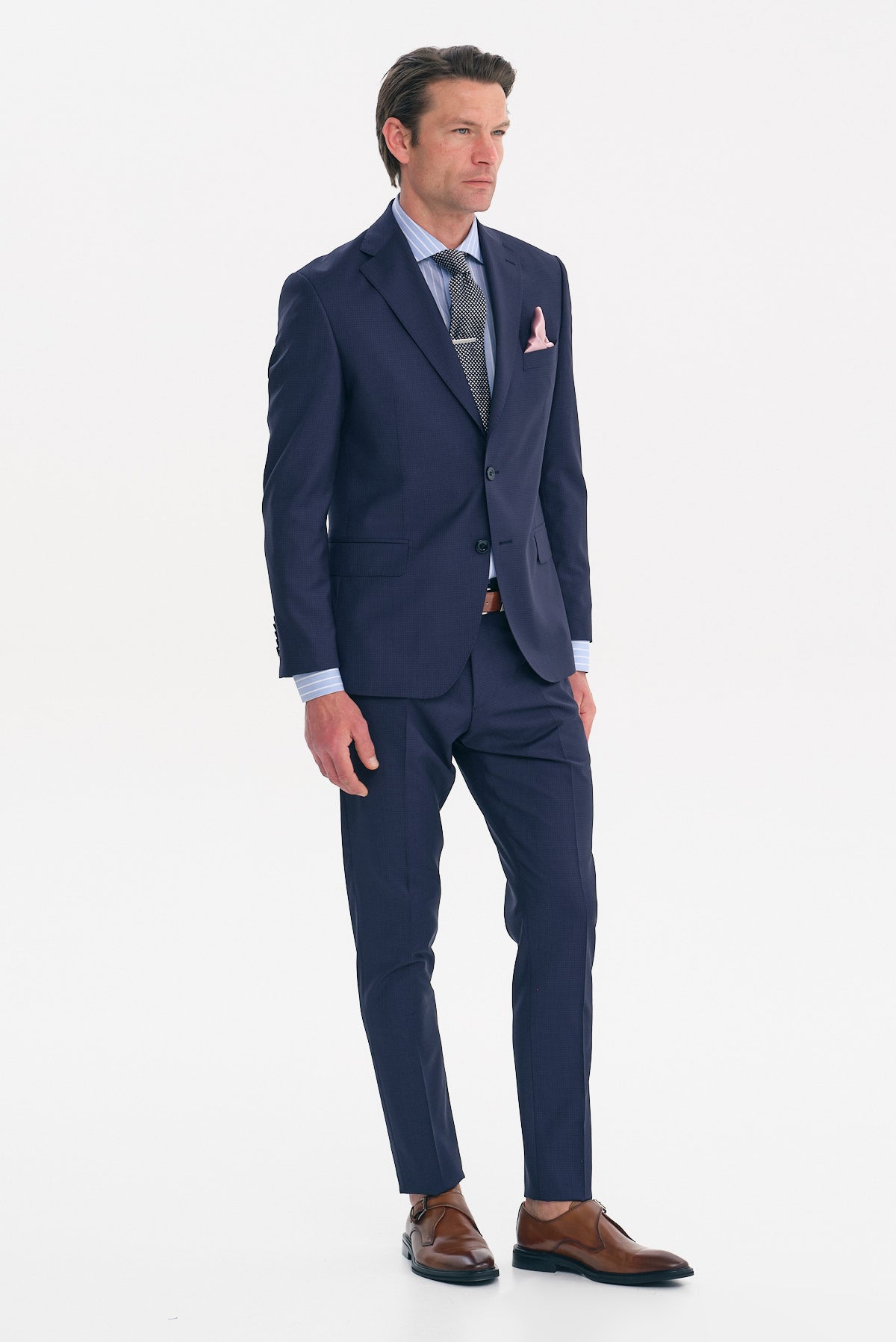 ΑΝΔΡΙΚΟ ΜΠΛΕ ΚΟΣΤΟΥΜΙ SLIM FIT PORTOBELLO'S ΣΕ ΥΦΑΣΜΑ REDA
