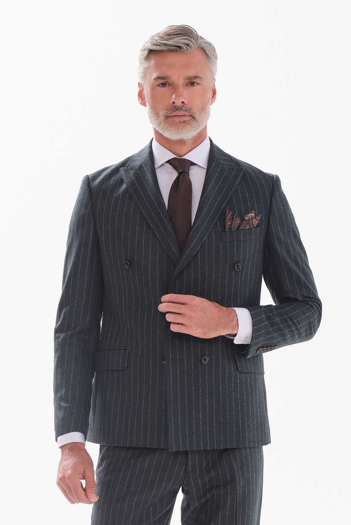 ΑΝΔΡΙΚΟ ΜΑΛΛΙΝΟ ΚΟΣΤΟΥΜΙ PORTOBELLO'S SLIM FIT ΛΑΔΙ ΣΚΟΥΡΟ ΜΕ ΡΙΓΕΣ