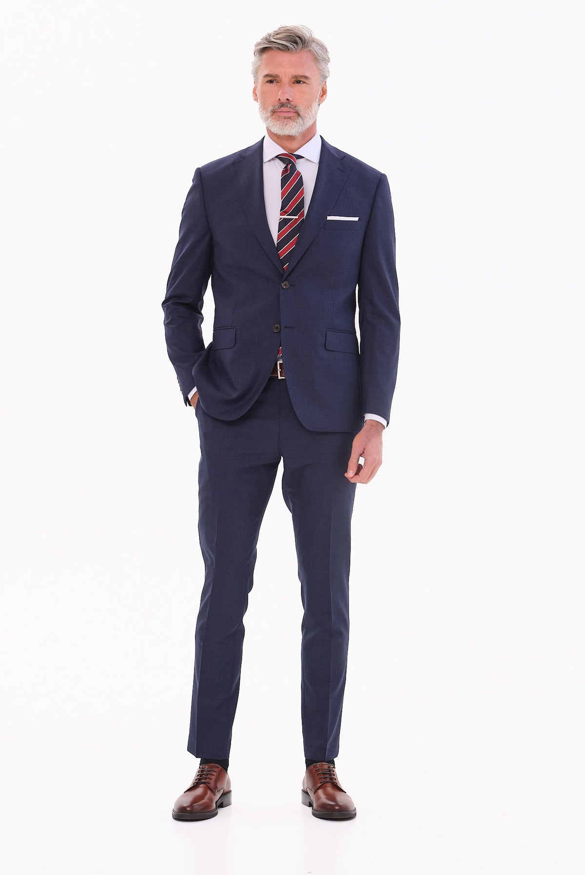 ΑΝΔΡΙΚΟ ΜΑΛΛΙΝΟ ΚΟΣΤΟΥΜΙ PORTOBELLO'S ΣΕ ΜΠΛΕ ΧΡΩΜΑ SLIM FIT