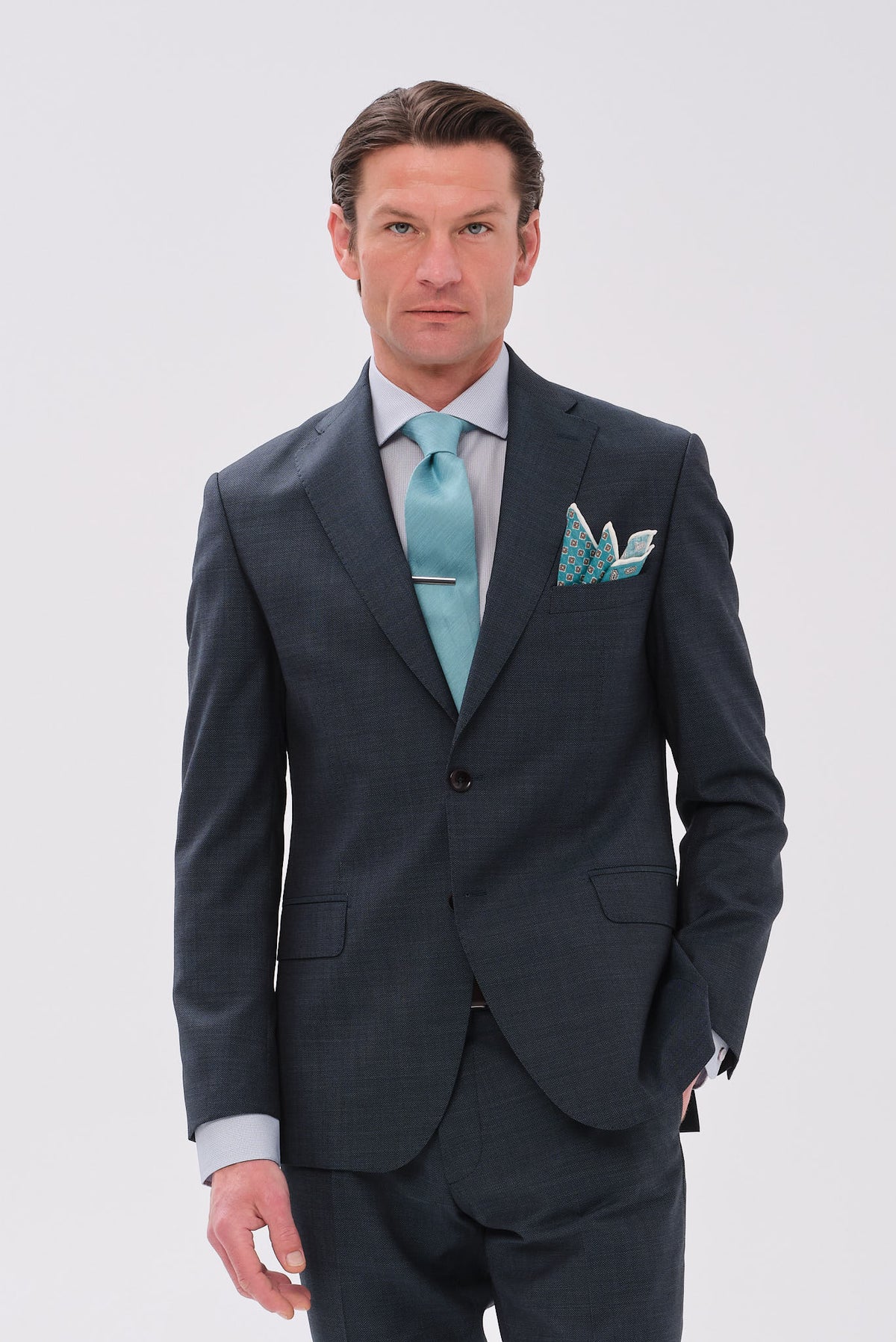 ΑΝΔΡΙΚΟ ΠΕΤΡΟΛ ΠΡΑΣΙΝΟ ΜΑΛΛΙΝΟ ΚΟΣΤΟΥΜΙ PORTOBELLO'S SLIM FIT ΣΕ ΥΦΑΣΜΑ MARZOTTO
