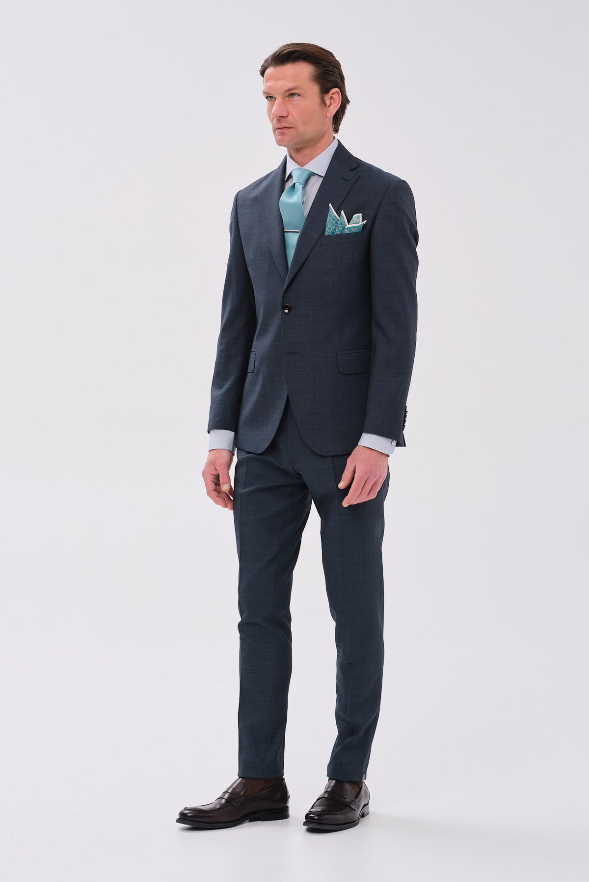 ΑΝΔΡΙΚΟ ΠΕΤΡΟΛ ΠΡΑΣΙΝΟ ΜΑΛΛΙΝΟ ΚΟΣΤΟΥΜΙ PORTOBELLO'S SLIM FIT ΣΕ ΥΦΑΣΜΑ MARZOTTO