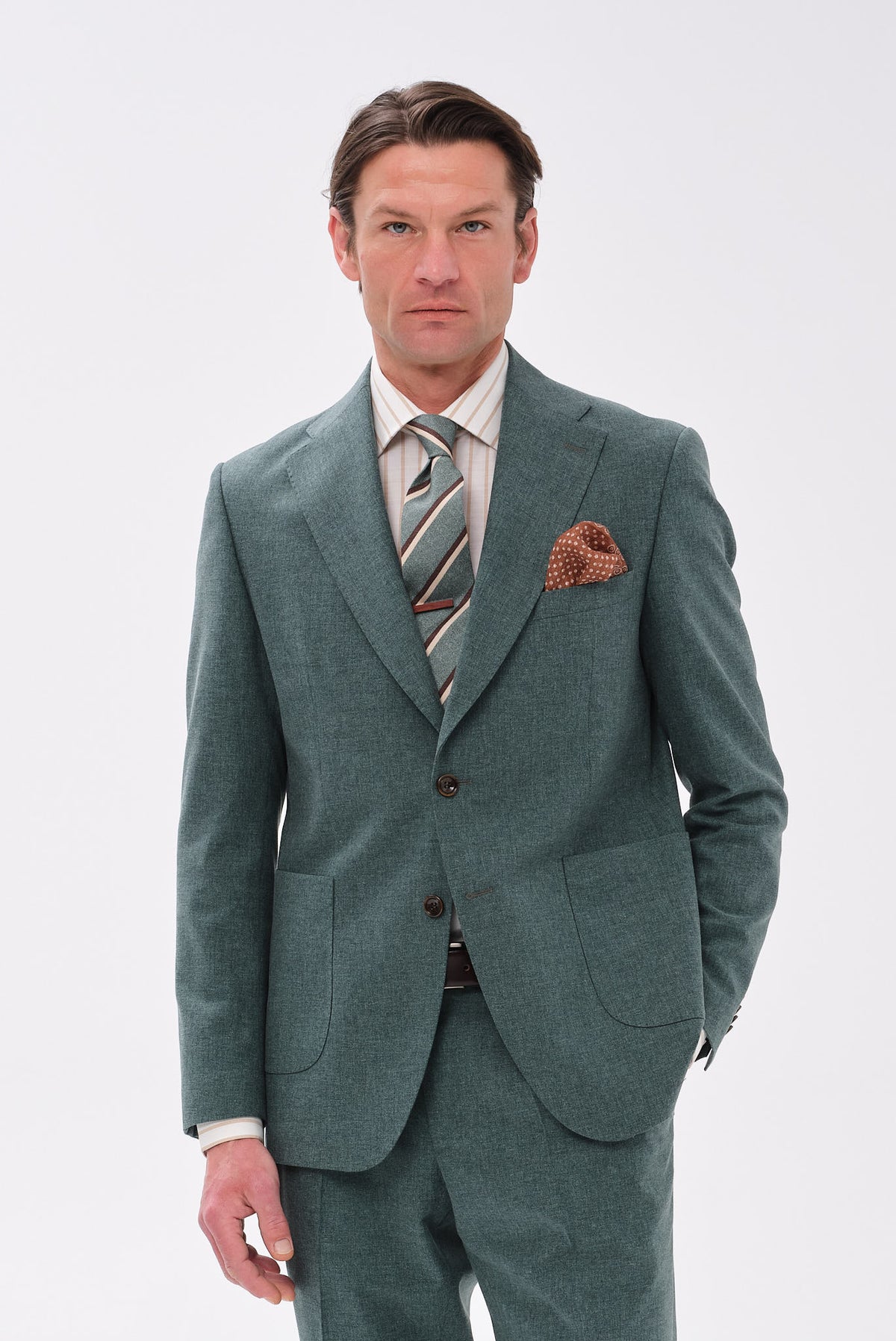 ΑΝΔΡΙΚΟ ΠΡΑΣΙΝΟ ΚΟΣΤΟΥΜΙ PORTOBELLO'S REGULAR FIT ΣΕ ΥΦΑΣΜΑ VITALE BARBERIS CANONICO
