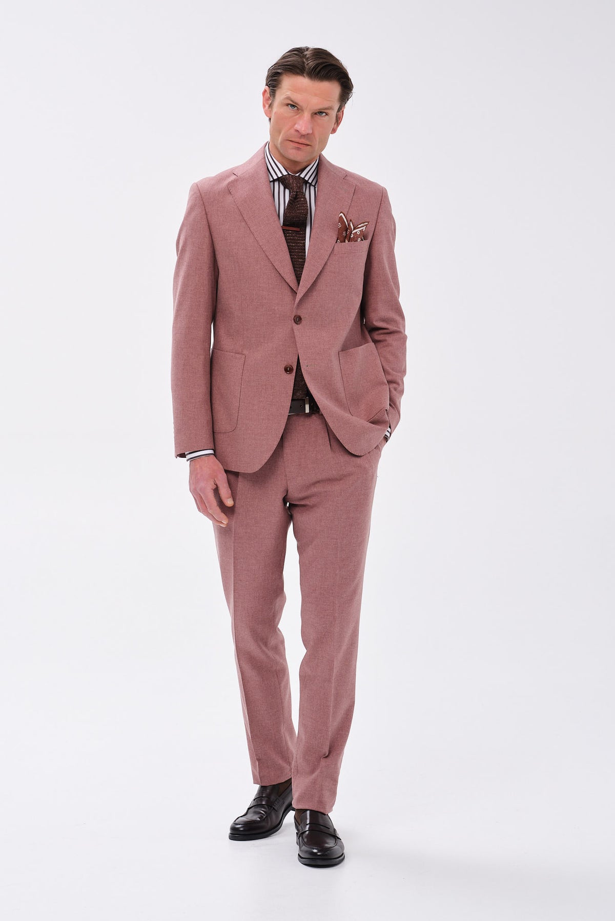 ΑΝΔΡΙΚΟ ΡOZ ΚΟΣΤΟΥΜΙ PORTOBELLO'S REGULAR FIT ΣΕ ΥΦΑΣΜΑ VITALE BARBERIS CANONICO