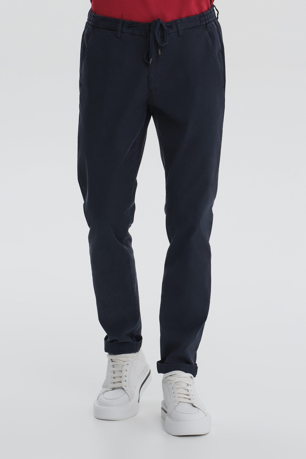 ΑΝΔΡΙΚΟ ΜΠΛΕ ΠΑΝΤΕΛΟΝΙ CHINOS SLIM FIT PORTOBELLO'S ΜΕ ΛΑΣΤΙΧΟ ΚΑΙ ΚΟΡΔΟΝΙ