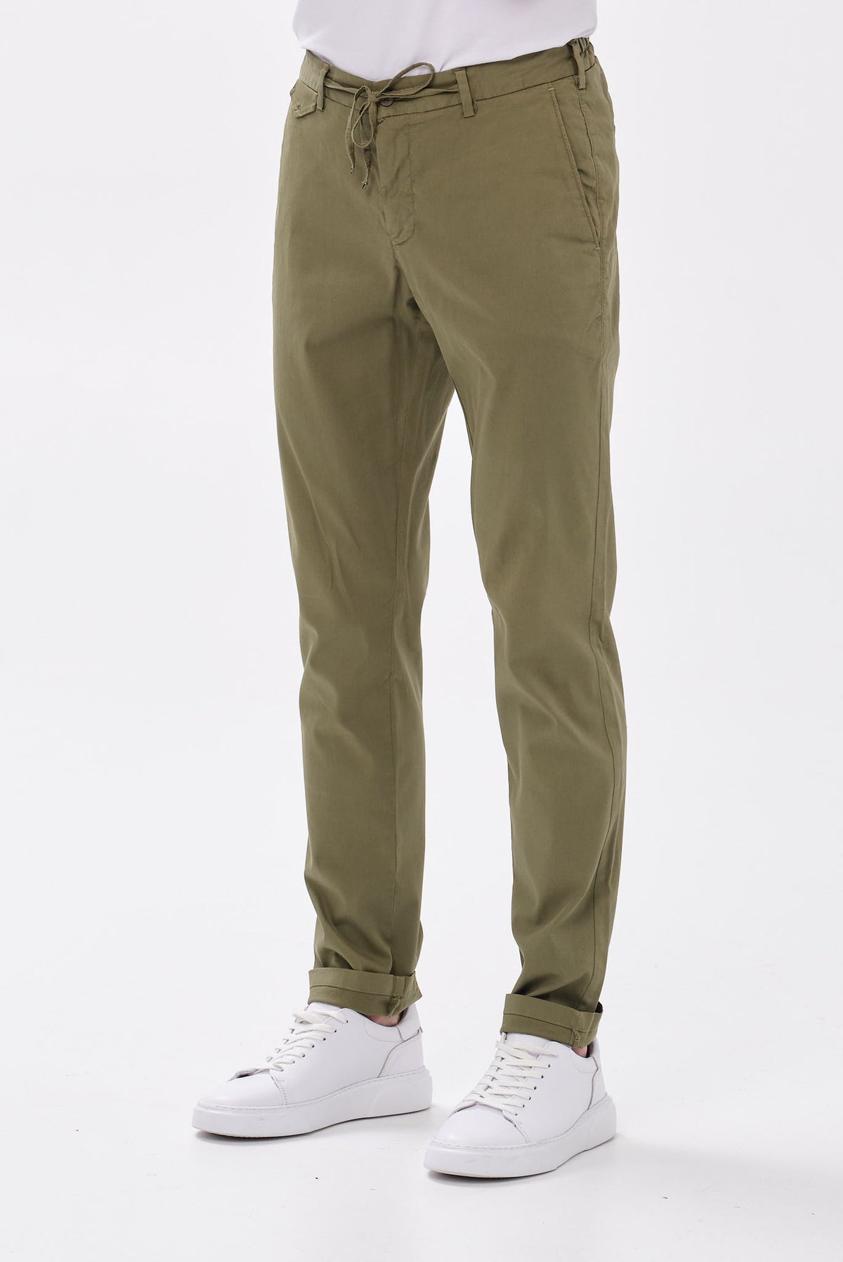 ΑΝΔΡΙΚΟ ΠΡΑΣΙΝΟ ΠΑΝΤΕΛΟΝΙ CHINO PORTOBELLO'S REGULAR FIT ΜΕ ΚΟΡΔΟΝΙ-ΛΑΣΤΙΧΟ