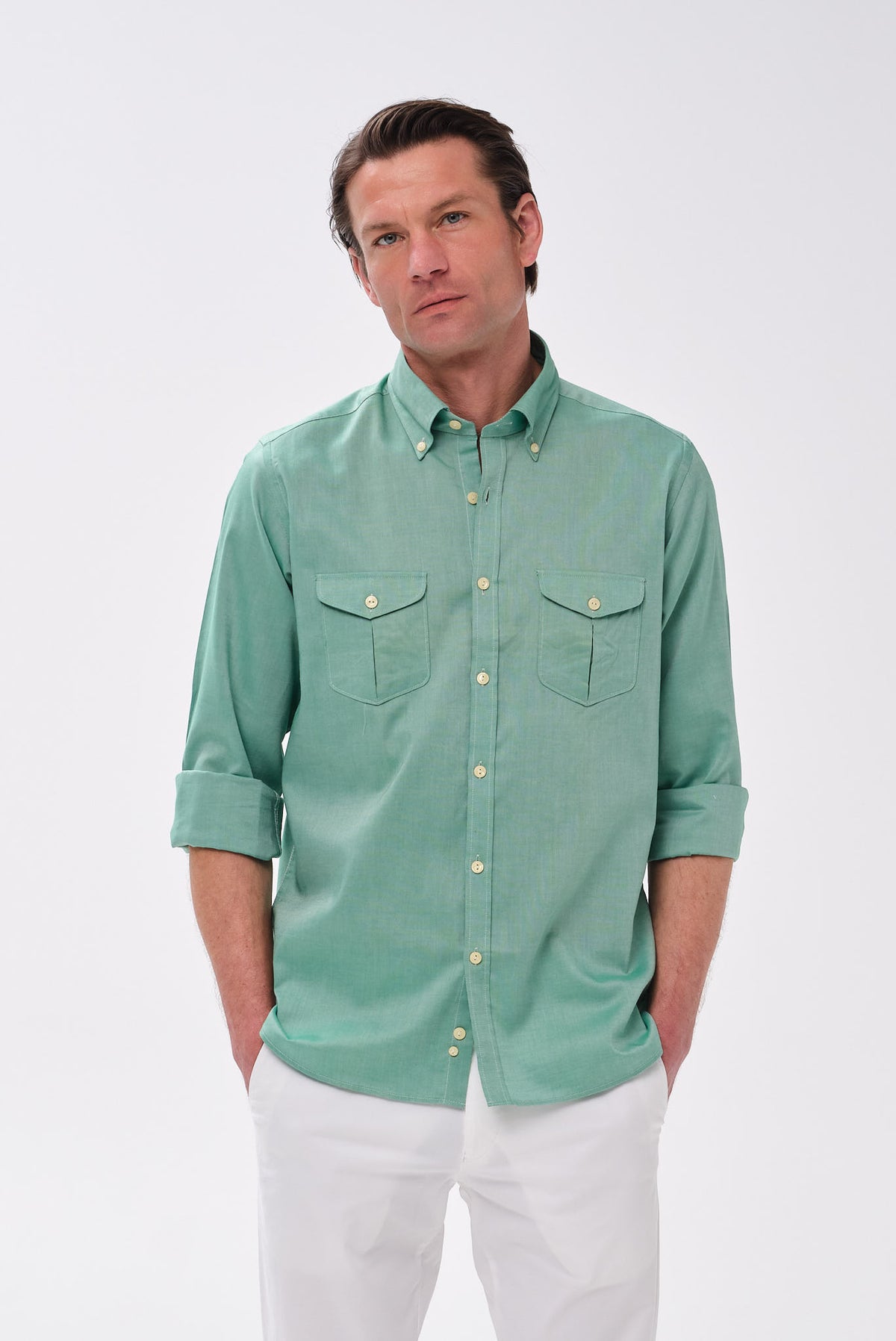 ΑΝΔΡΙΚΟ ΠΡΑΣΙΝΟ ΠΟΥΚΑΜΙΣΟ PORTOBELLO'S ΜΕ BUTTON DOWN ΓΙΑΚΑ REGULAR FIT