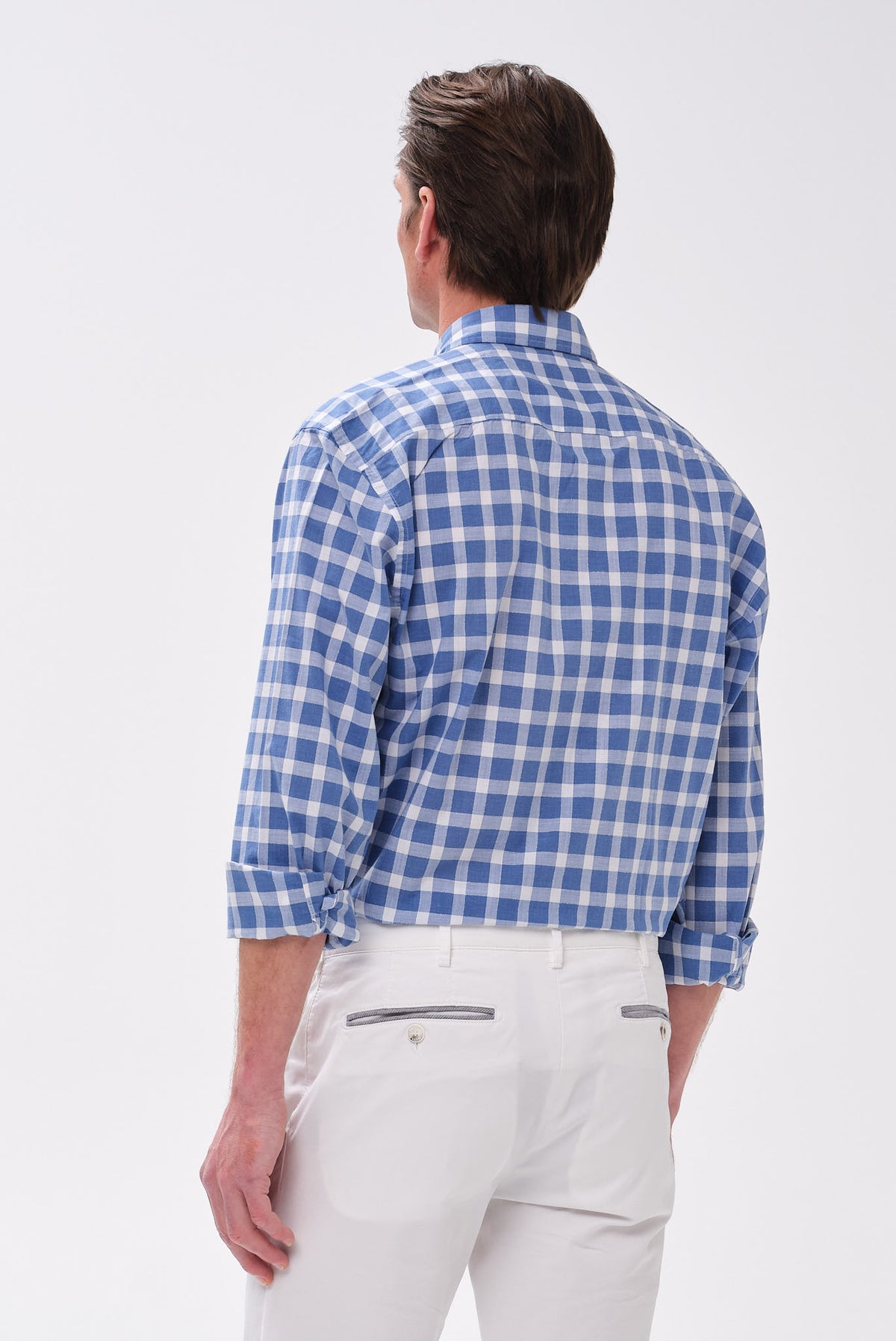 ΑΝΔΡΙΚΟ ΜΠΛΕ ΚΑΡΟ ΠΟΥΚΑΜΙΣΟ PORTOBELLO'S ΜΕ BUTTON DOWN ΓΙΑΚΑ SLIM FIT
