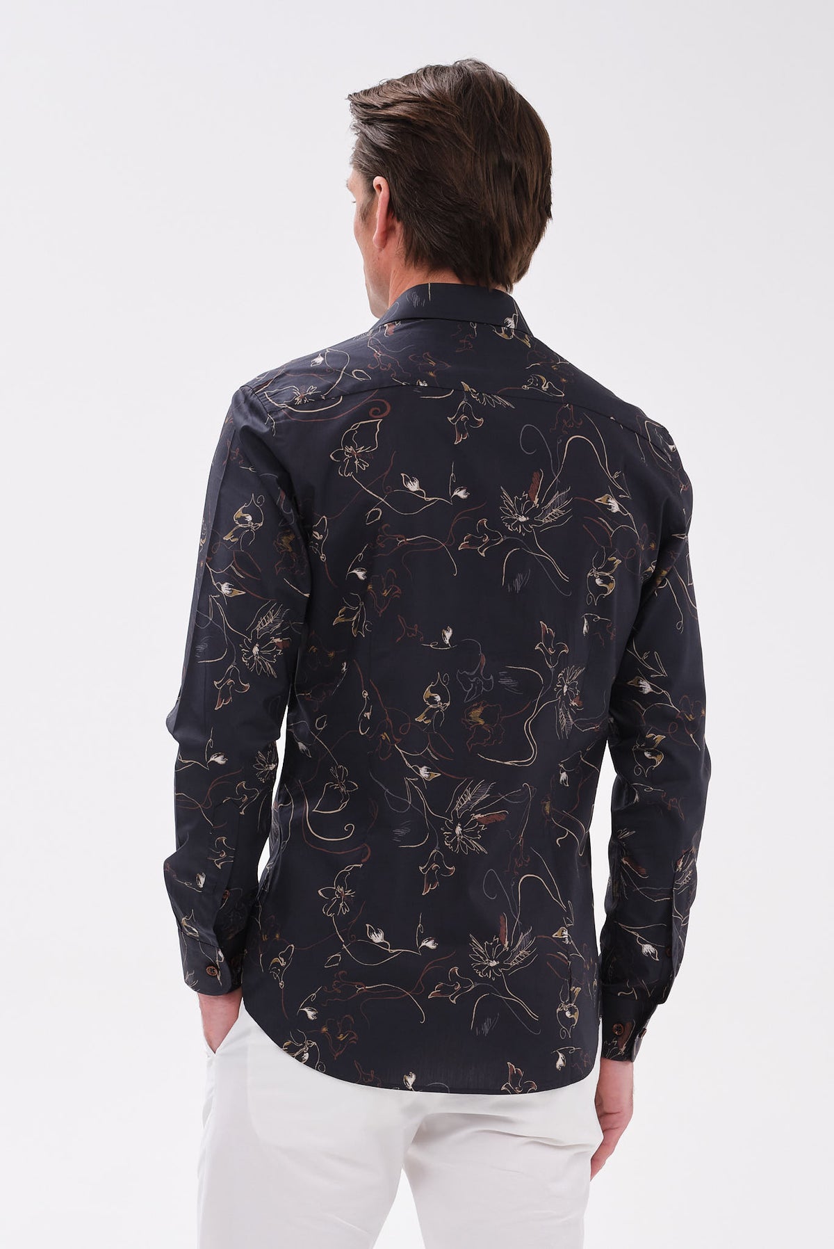 ΑΝΔΡΙΚΟ ΜΑΥΡΟ FLORAL ΠΟΥΚΑΜΙΣΟ PORTOBELLO'S SLIM FIT