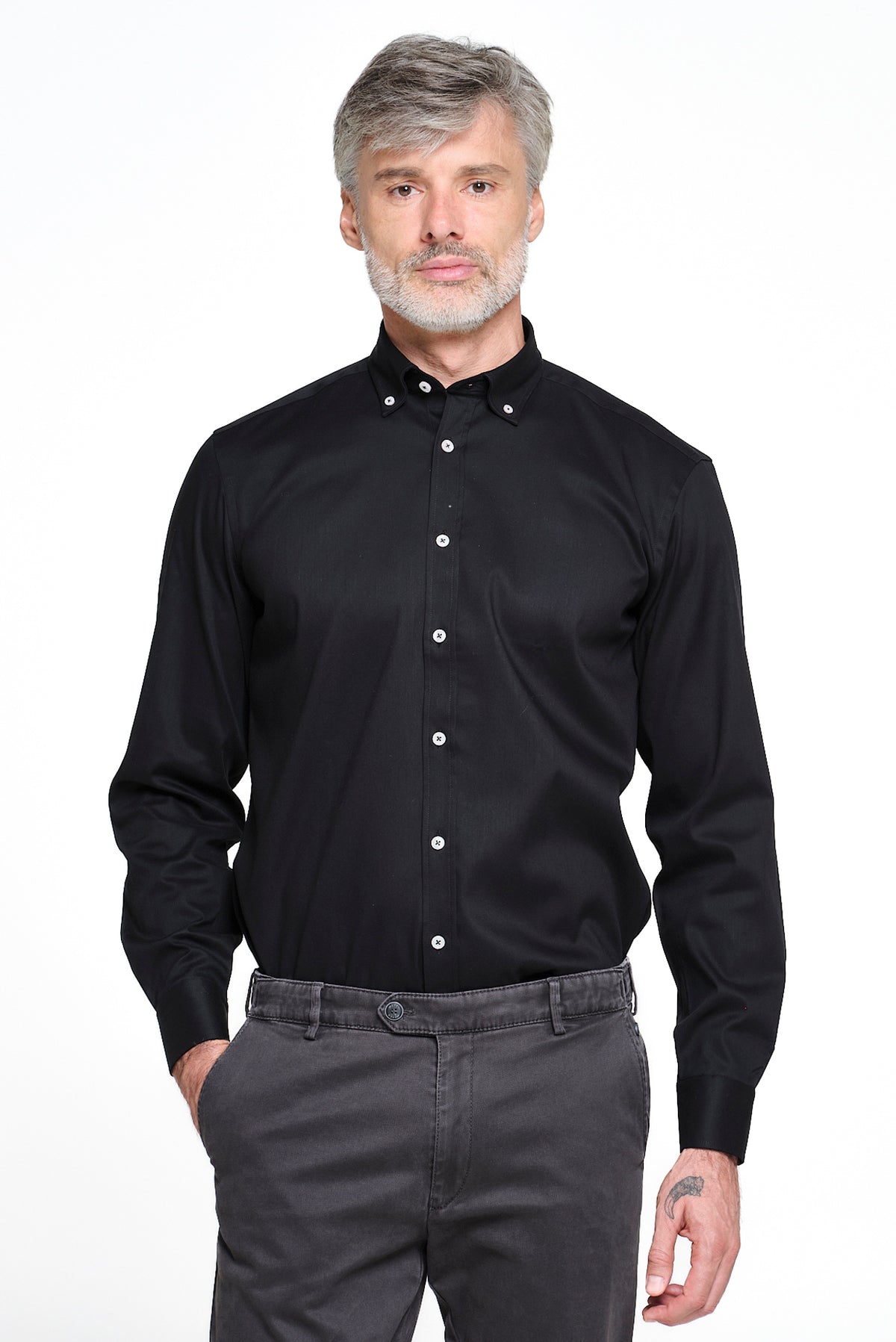 ΑΝΔΡΙΚΟ ΜΑΥΡΟ ΠΟΥΚΑΜΙΣΟ ΜΕ BUTTON DOWN ΓΙΑΚΑ REGULAR FIT PORTOBELLO'S