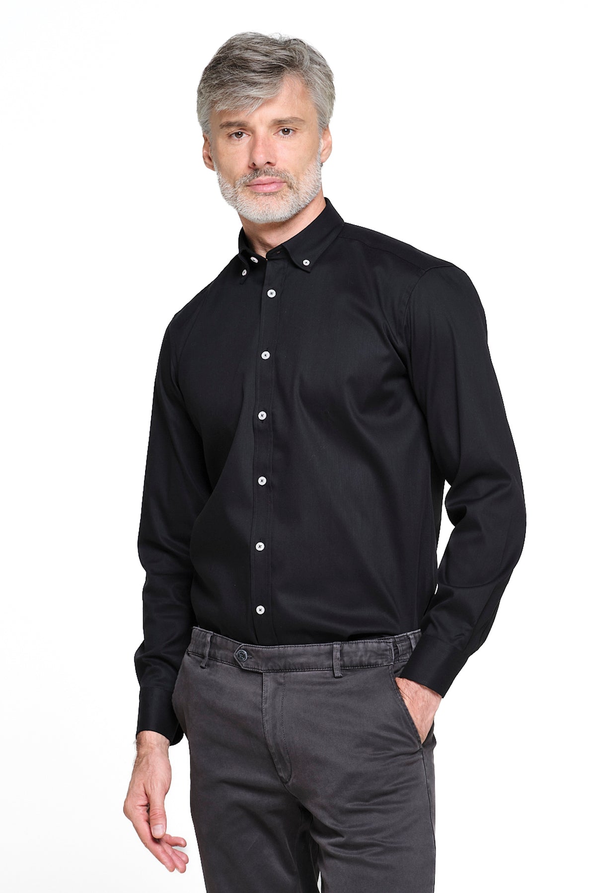 ΑΝΔΡΙΚΟ ΜΑΥΡΟ ΠΟΥΚΑΜΙΣΟ ΜΕ BUTTON DOWN ΓΙΑΚΑ REGULAR FIT PORTOBELLO'S