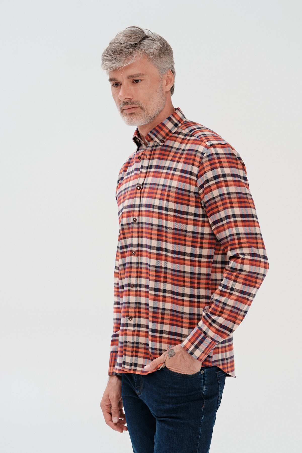 ΑΝΔΡΙΚΟ ΚΑΡΟ ΠΟΡΤΟΚΑΛΙ ΠΟΥΚΑΜΙΣΟ PORTOBELLO'S ΜΕ BUTTON DOWN ΓΙΑΚΑ REGULAR FIT