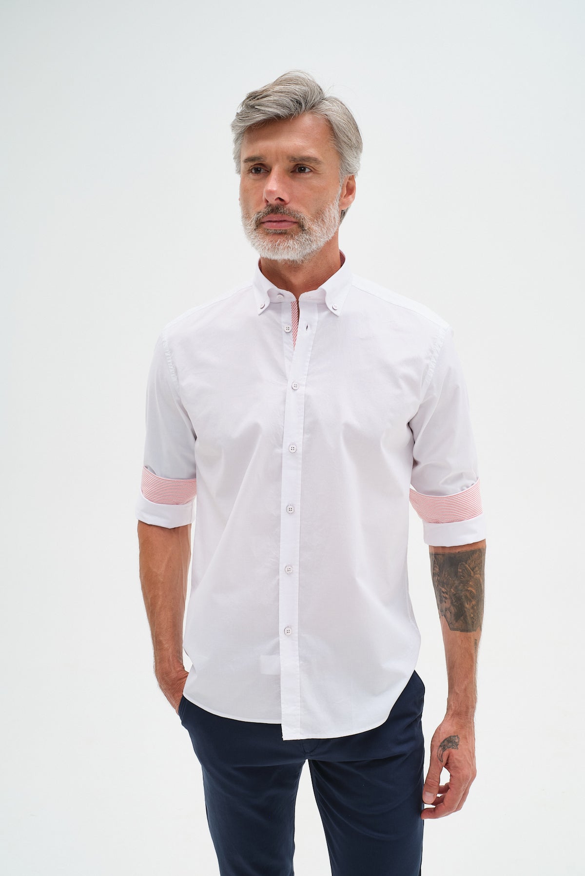 ΑΝΔΡΙΚΟ ΛΕΥΚΟ ΠΟΥΚΑΜΙΣΟ PORTOBELLO'S ΜΕ BUTTON DOWN ΓΙΑΚΑ ΚΑΙ ΛΕΠΤΟΜΕΡΕΙΕΣ
