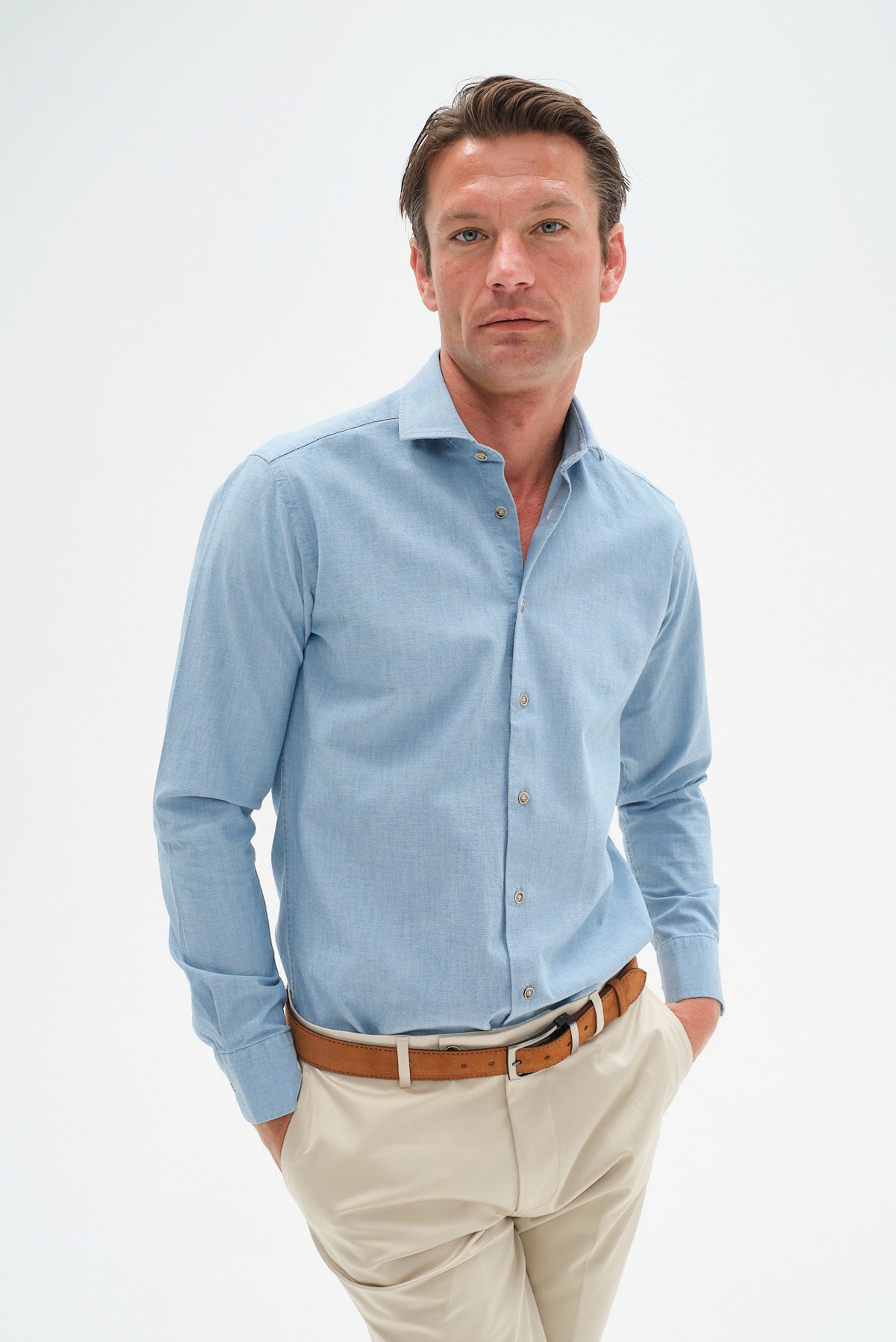 ΑΝΔΡΙΚΟ ΑΝΟΙΧΤΟ ΤΖΙΝ ΠΟΥΚΑΜΙΣΟ PORTOBELLO'S ΜΕ REX ΓΙΑΚΑ SLIM FIT