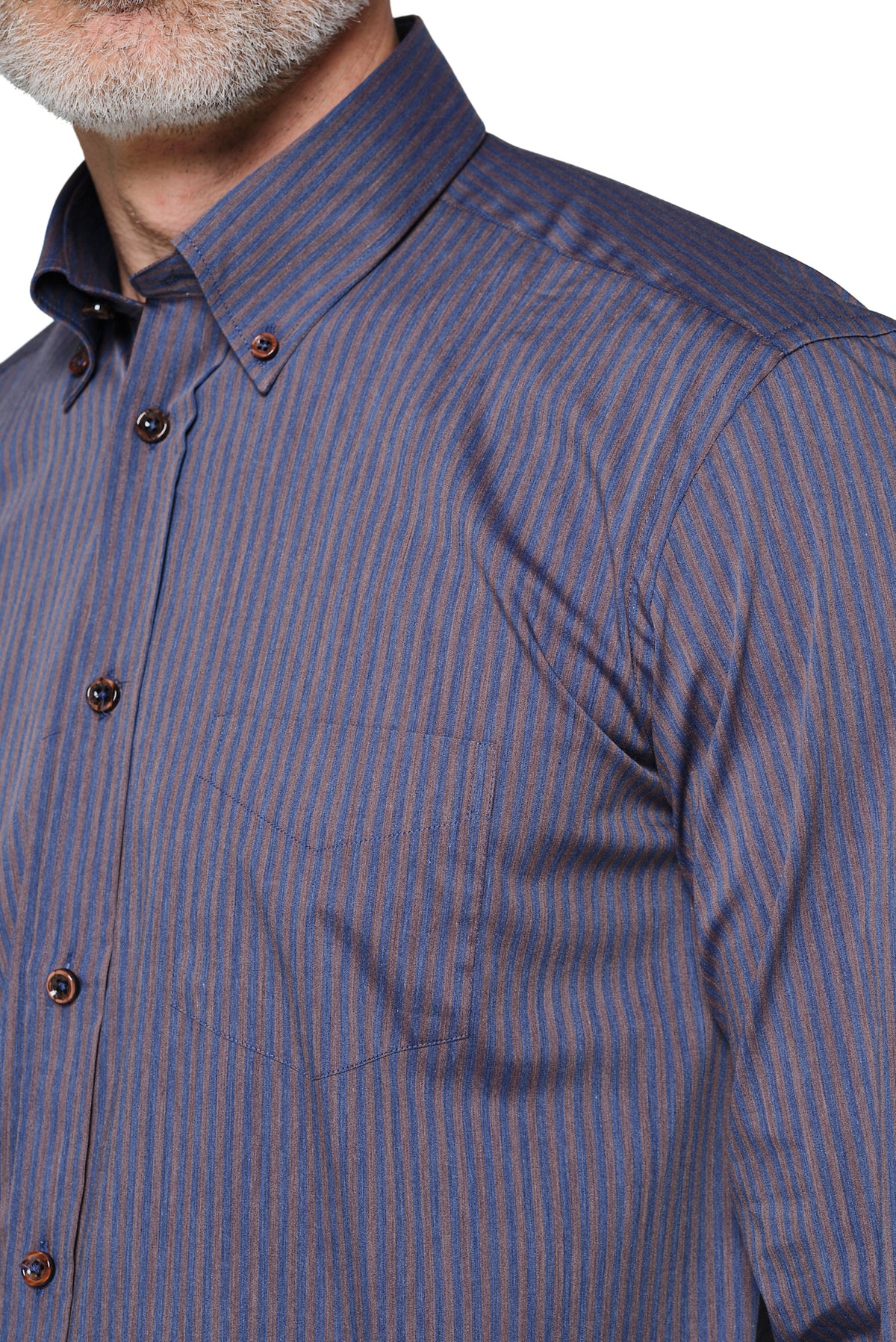 ΑΝΔΡΙΚΟ ΡΙΓΕ ΜΠΛΕ-ΚΑΦΕ ΠΟΥΚΑΜΙΣΟ ΜΕ BUTTON DOWN ΓΙΑΚΑ REGULAR FIT PORTOBELLO'S