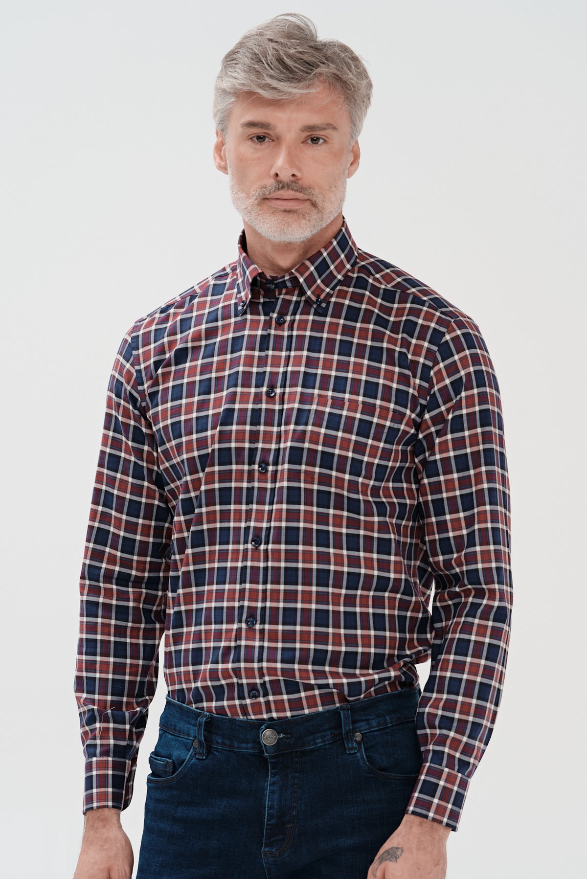 ΑΝΔΡΙΚΟ ΚΑΡΟ ΜΠΛΕ ΚΟΚΚΙΝΟ ΠΟΥΚΑΜΙΣΟ PORTOBELLO'S ΜΕ BUTTON DOWN ΓΙΑΚΑ REGULAR FIT