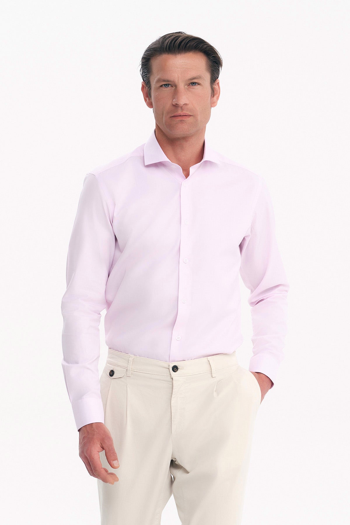 ΑΝΔΡΙΚΟ ΡΟΖ ΜΟΝΟΧΡΩΜΟ ΠΟΥΚΑΜΙΣΟ SLIM FIT PORTOBELLO'S ΜΕ REX ΓΙΑΚΑ